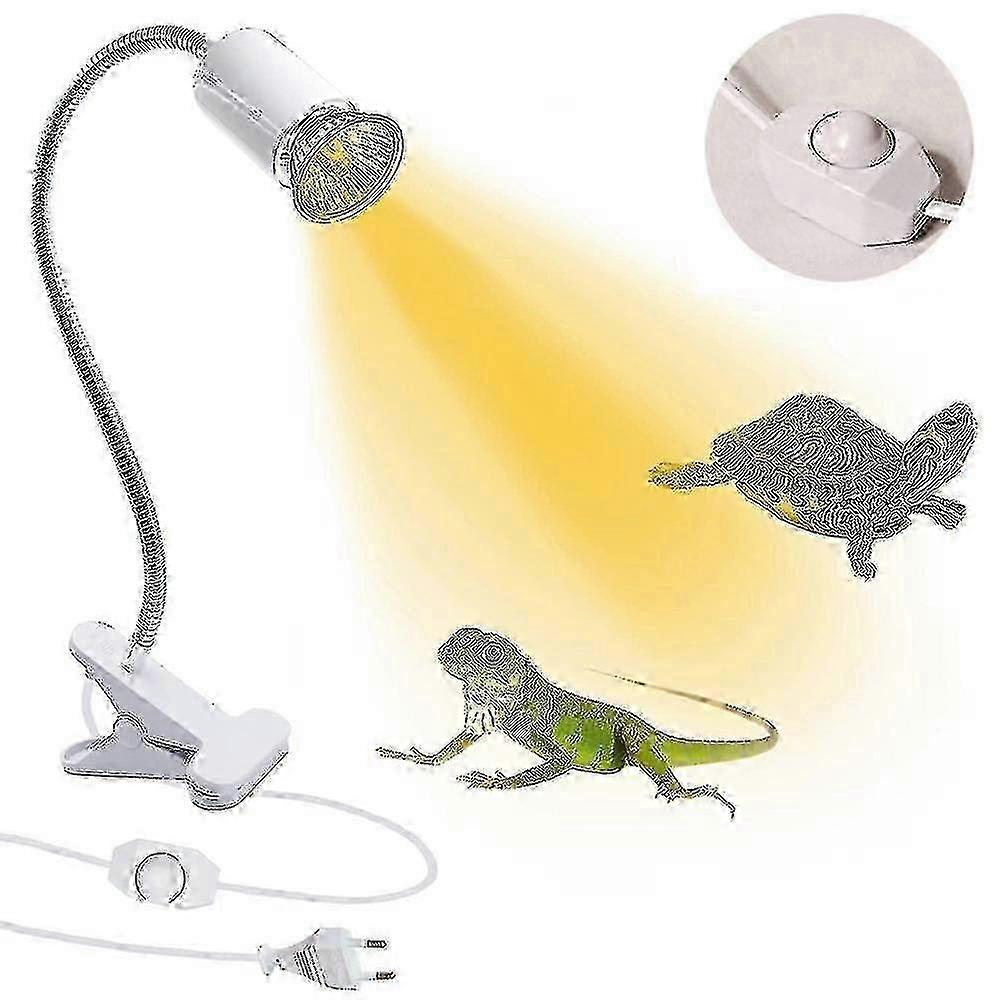 Reptile Heating Lamp with Dimmer Switch, 360 Rotatable Ceramic Basking Light for Turtles, Clip-On Flexible Lamp Socket