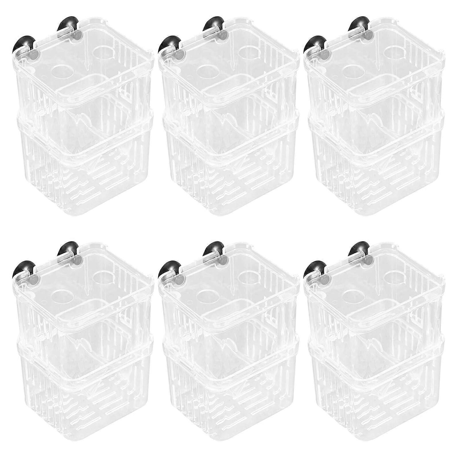 Aquarium Fish Breeding Isolation Boxes Set of 6 Transparent Hatchery with Mesh for Guppy Betta Shrimp Fry
