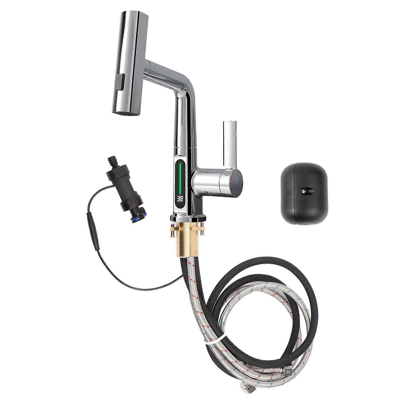 Lavatory Faucet Digital Display Household Lavatory Vanity Sink Faucet with G1/2 Universal Interface