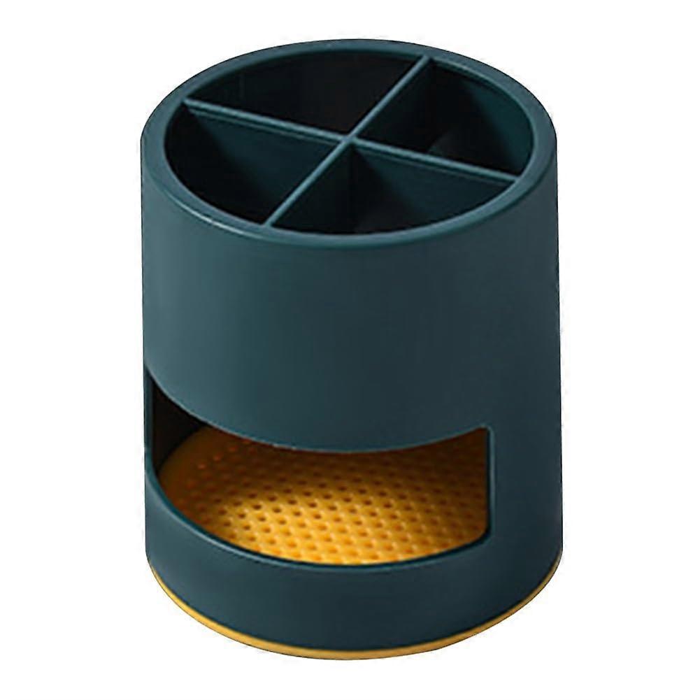 Bathroom & Kitchen Storage Box with Drain Rack, Toothbrush Holder and Paste Organizer Green