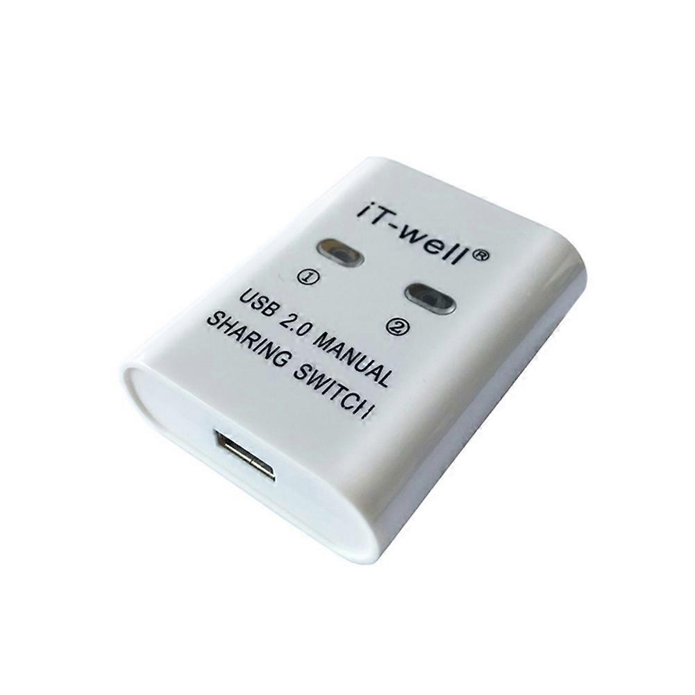 IT-Well USB Printer Switch HUB 2 Port Printing Switcher Box 2 Input 1 Output Cable Splitter for 2 Computers Share Printer White