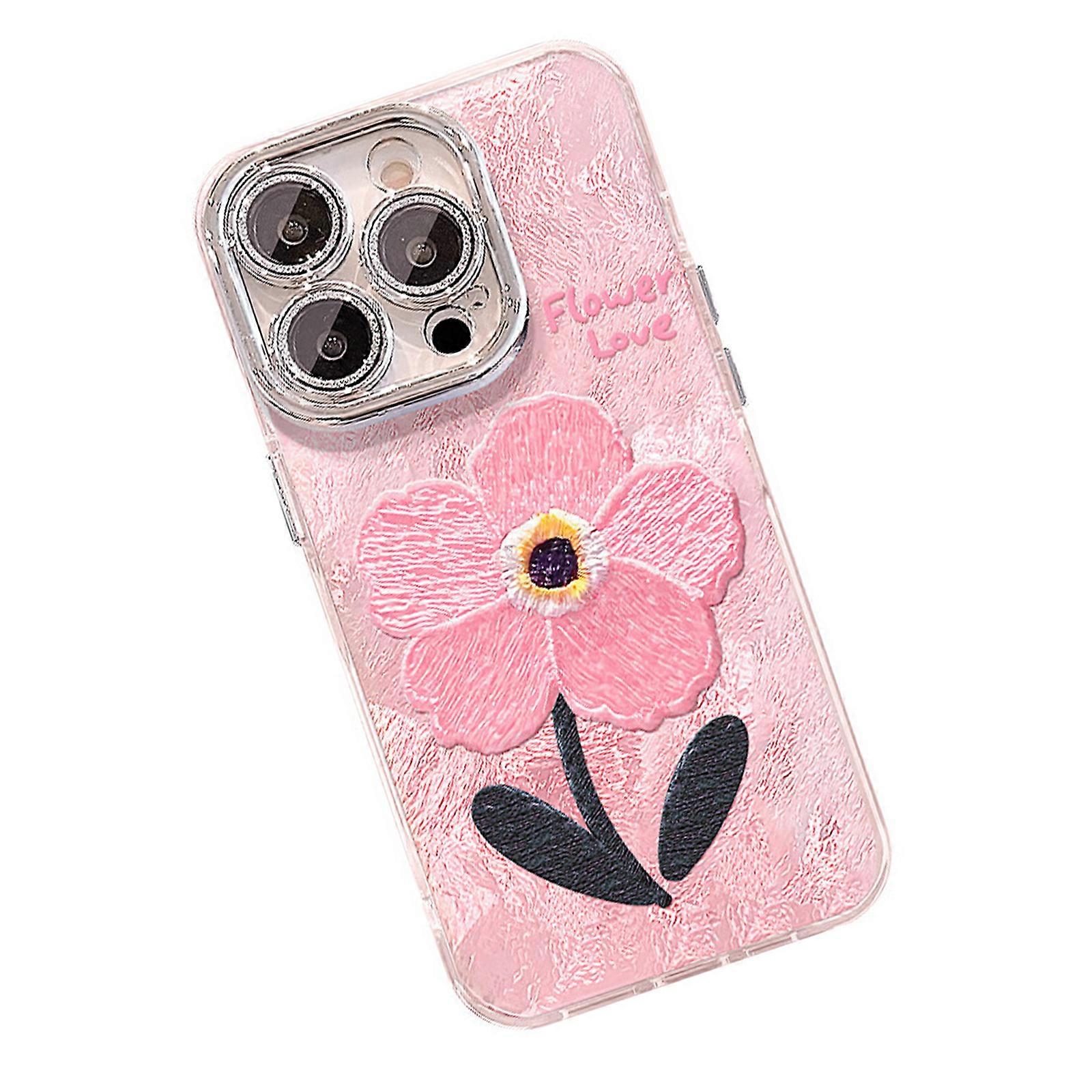 Embroidery Style Phone Protective Case Reinforced Edges Wireless Charging Friendly Shell for Phone 15/16 Series Multicolor