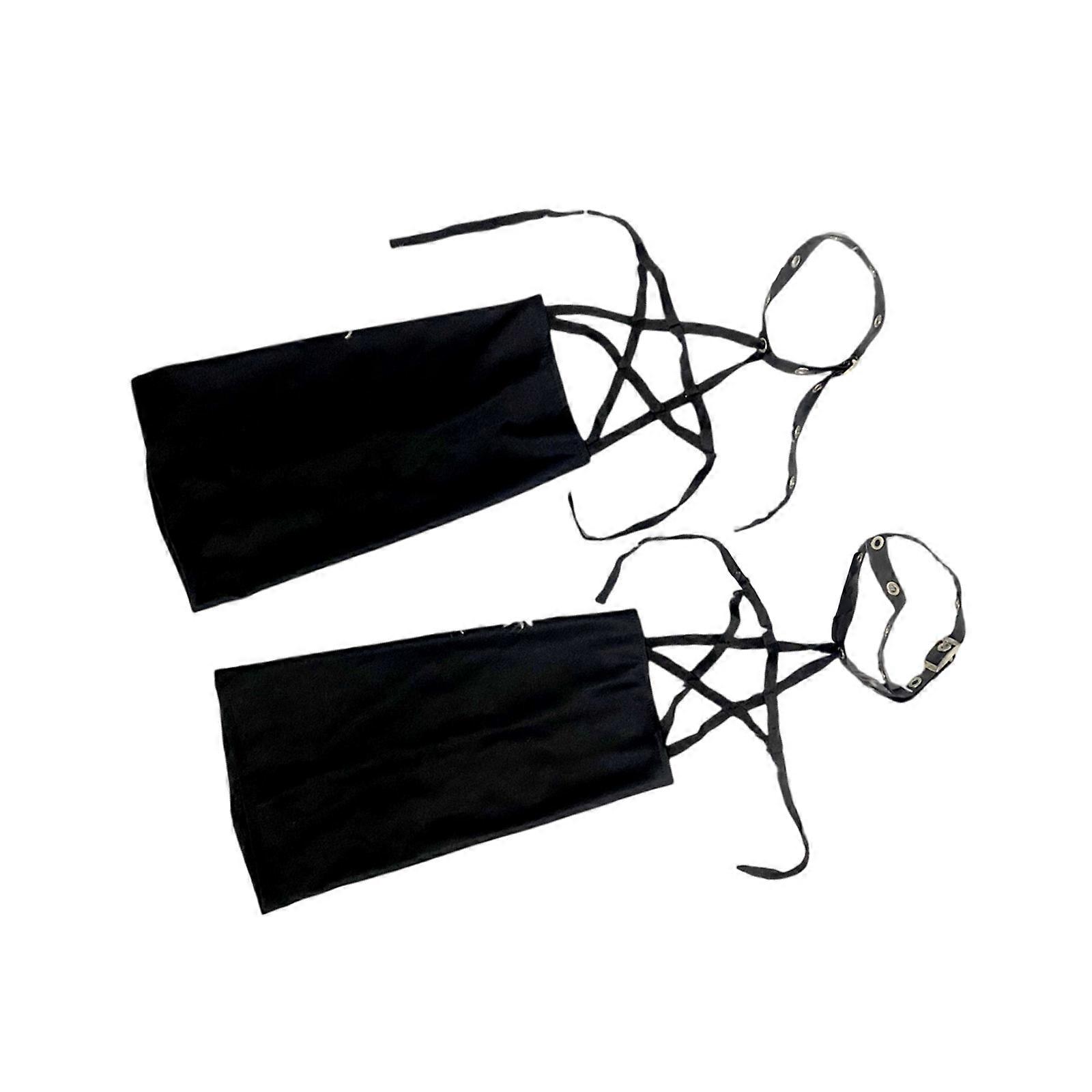 נשים גותי כוכב שחור רגל שרוולי עם שרוכים עד רצועות לולאות לרתום פאנק רגל חם יותר מתרחב ללא רגליים גרביים סגנון רחוב שחור