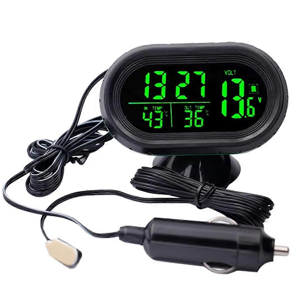 DC 12V Car Thermometer 4 in 1 Time Date Dual Temperature LED Auto Digital Car Thermometer Monitor with Backlight