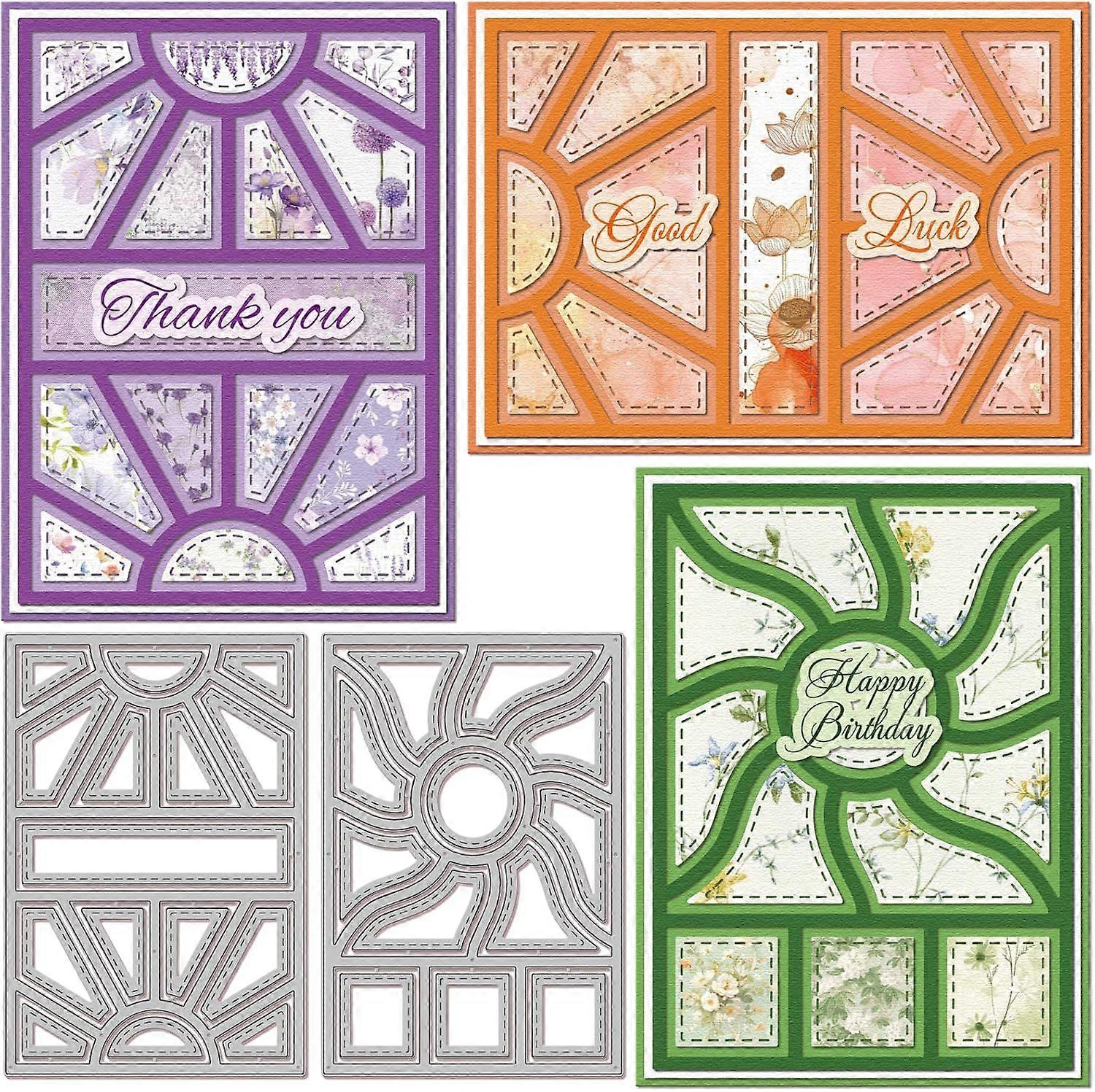 Circle Rectangle Background Cutting Dies for Card Making Frame Background Die Cuts Carbon Steel Embossing Stencils Template for DIY Scrapbooking Album