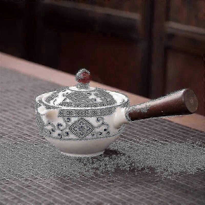 Chinese Black Pottery Teapot with Filter & Side Handle - Kung Fu Tea Maker Ceramic Set