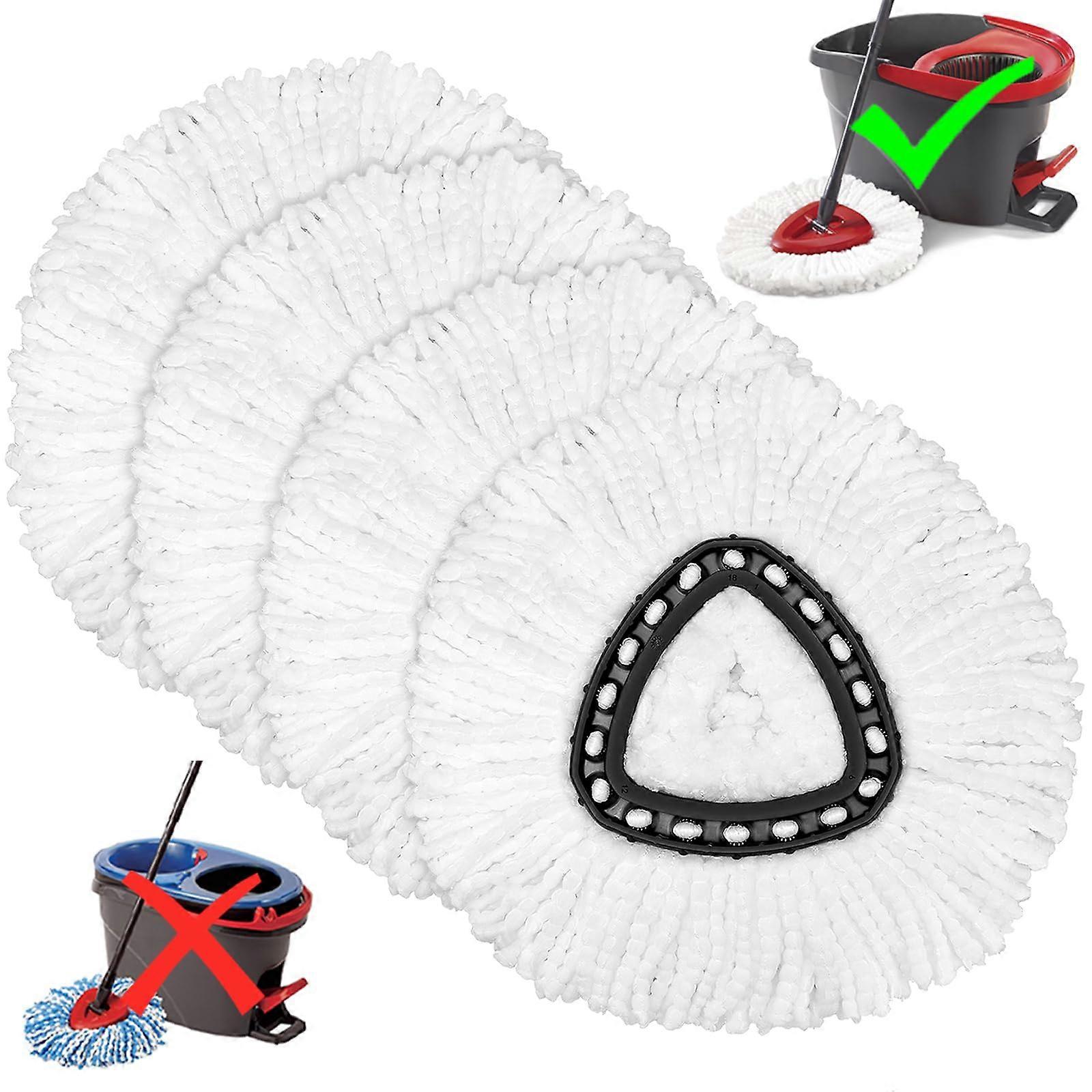 4 Pack Microfiber Mop Head Refills for Easy Wring Spin Mop System, Floor Cleaning Replacement Heads