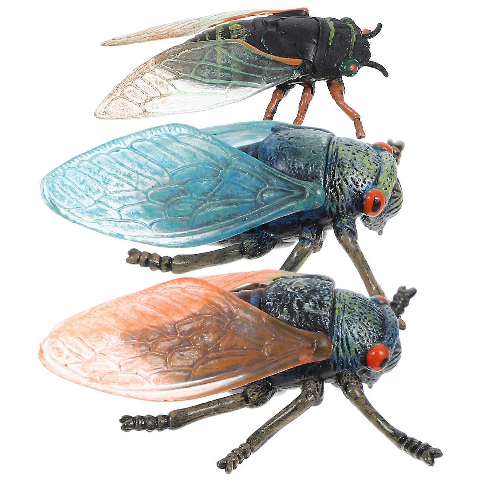 ABS Cicada Figurine for Decoration 3Pcs Fake Insect Model Set