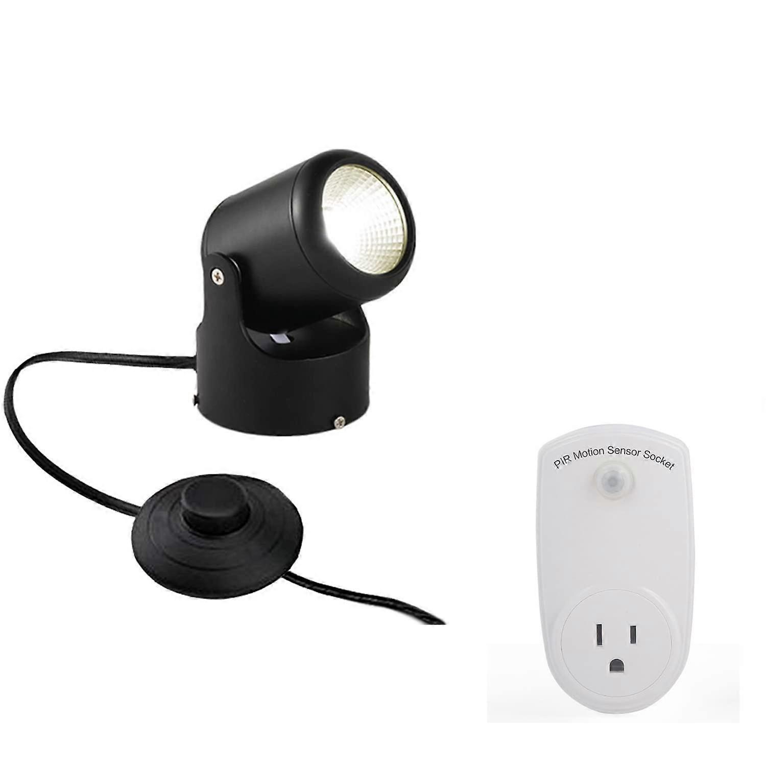 LED Motion Sensor Light 3000K Warm White Indoor Accent Uplight with Foot Pedal Switch Plugin