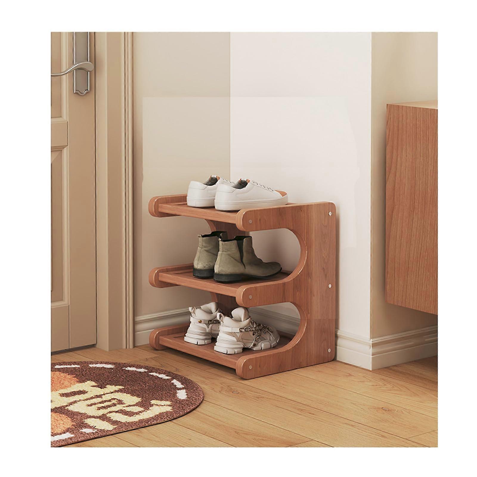 Tall Narrow Shoe Rack Organizer 3Tier Bamboo Shelf for Small Spaces Entryway Closet Doorway Stackable Storage