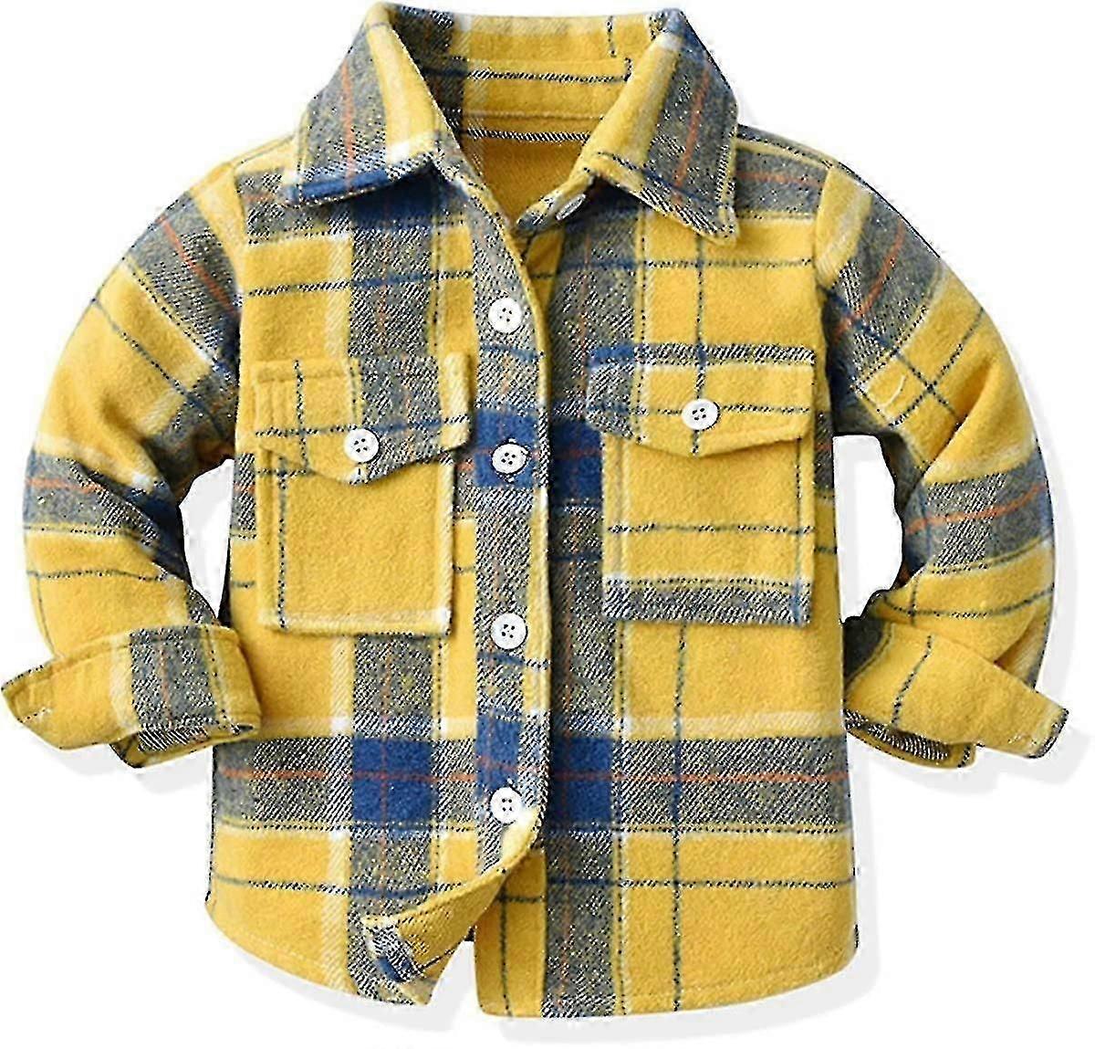 طفل بنين بنات الفانيلا قميص سترات طفل منقوش بأكمام طويلة طية صدر السترة زر قمصان خريف الشتاء معطف دافئ ملابس خارجية