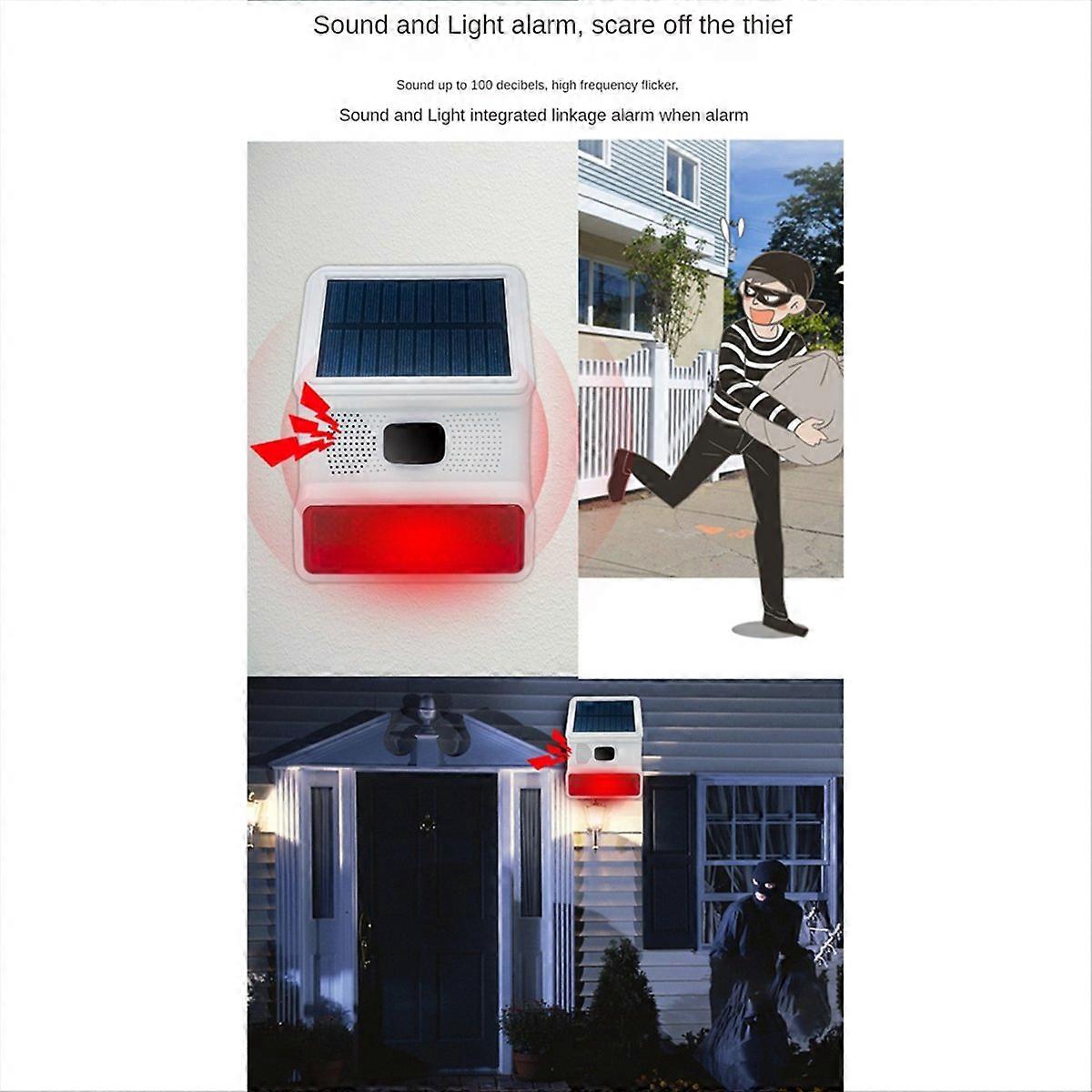 Wireless Solar Strobe Alarm Light Sound Flash Outdoor Alarm Siren