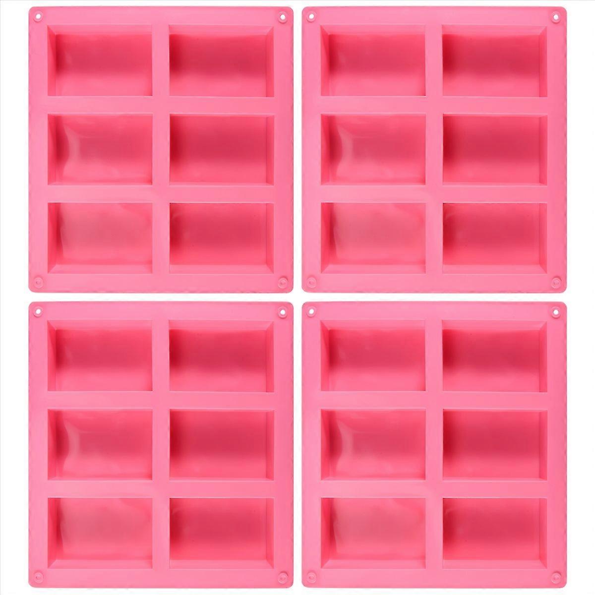 4 Pack Silicone Soap Molds - 6 Cavity Rectangle DIY Soap Molds