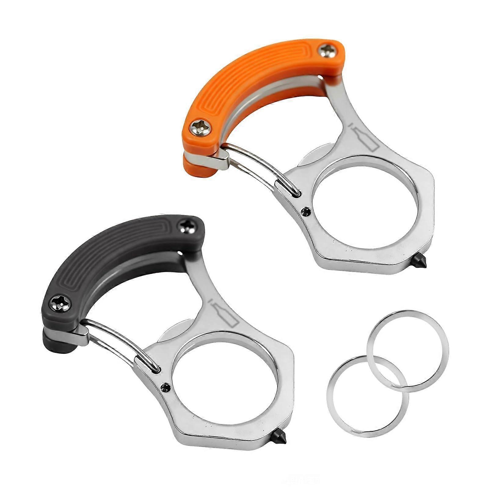 2PCS Multifunctional Self Defense Keychain with Window Breaking Tip and Bottle Opener for Men