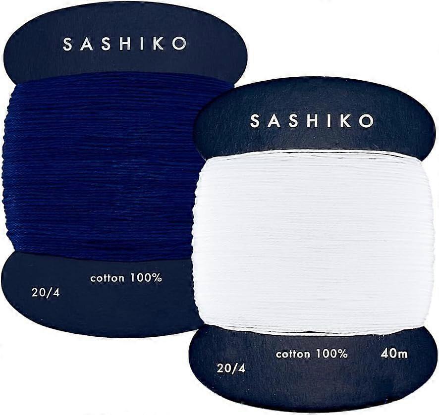 2 Rolls 2 Colors Sashiko Thread Card Rolls 87.5 Yards Multi-Purpose Hand and Machine Threads Sewing Embroidery Value Set for Quilting Embroidery Craft