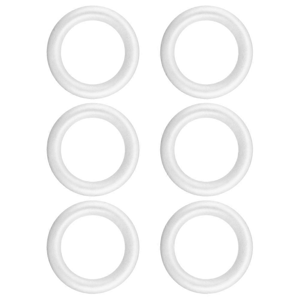 6Pcs White Foam Circles for DIY Craft Wreath Forms Round Rings