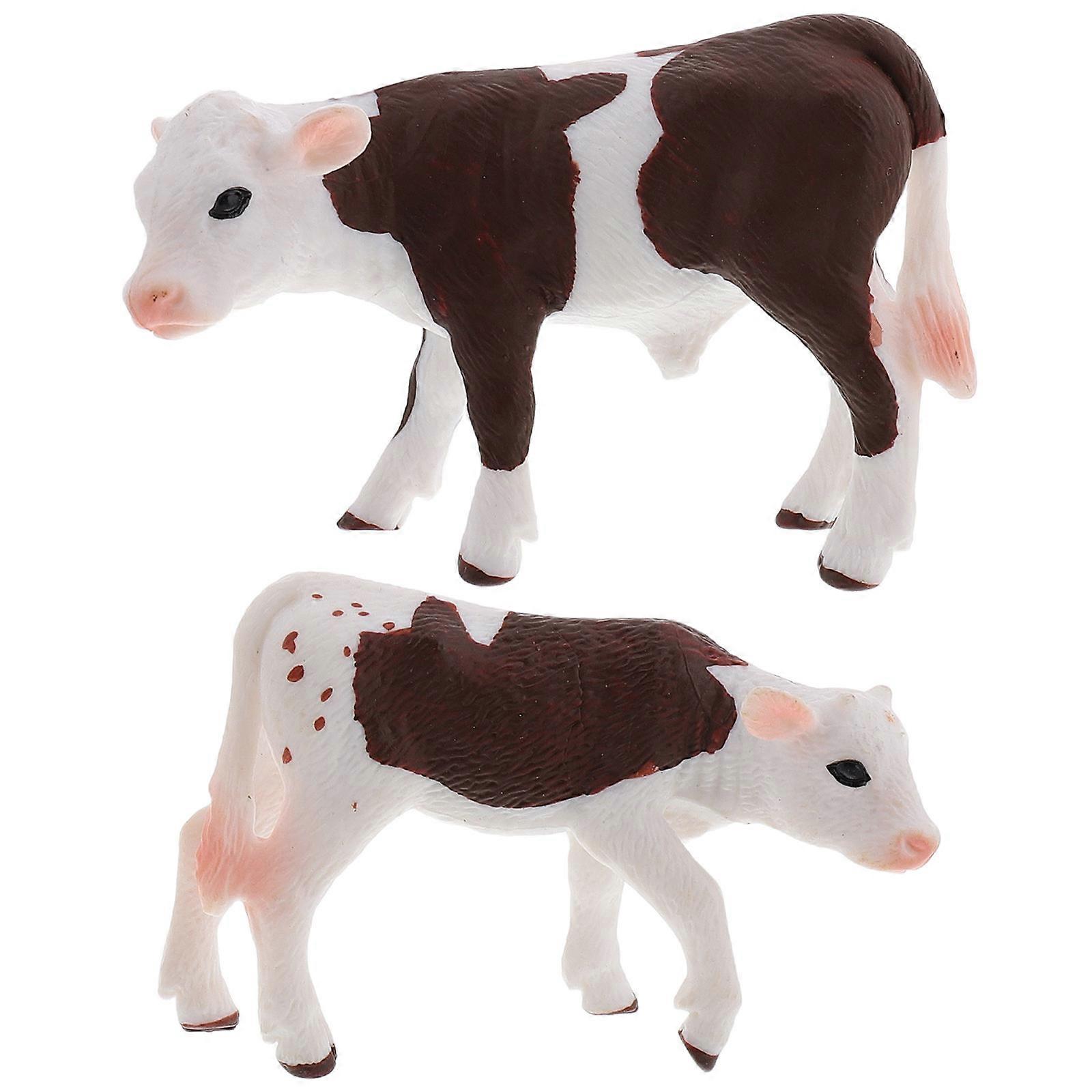 Realistic Cow Collectibles Yellow Models for Decor 2Pcs