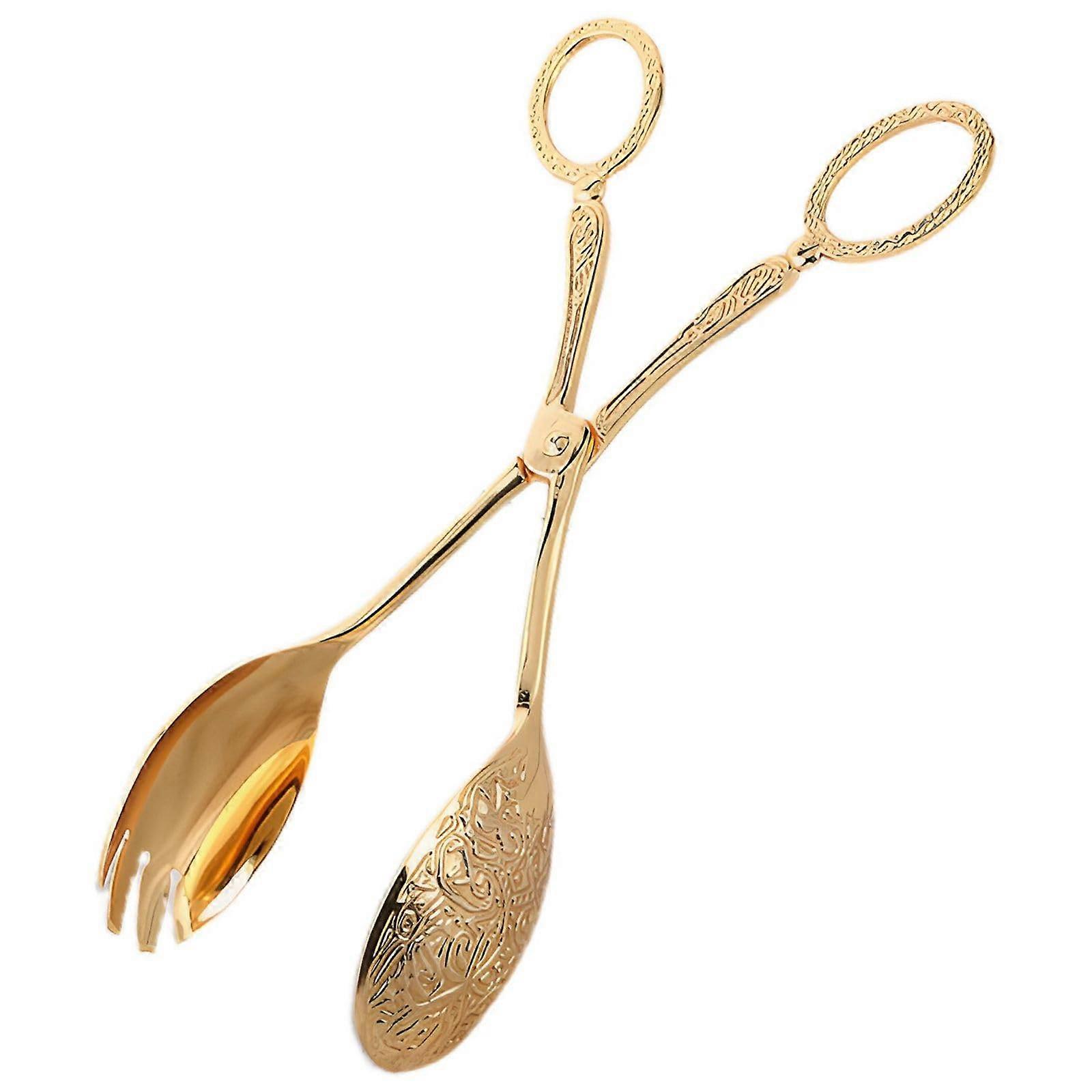 Gold Salad Serving Tongs 23cm Elegant European Design for Buffet and Event Use