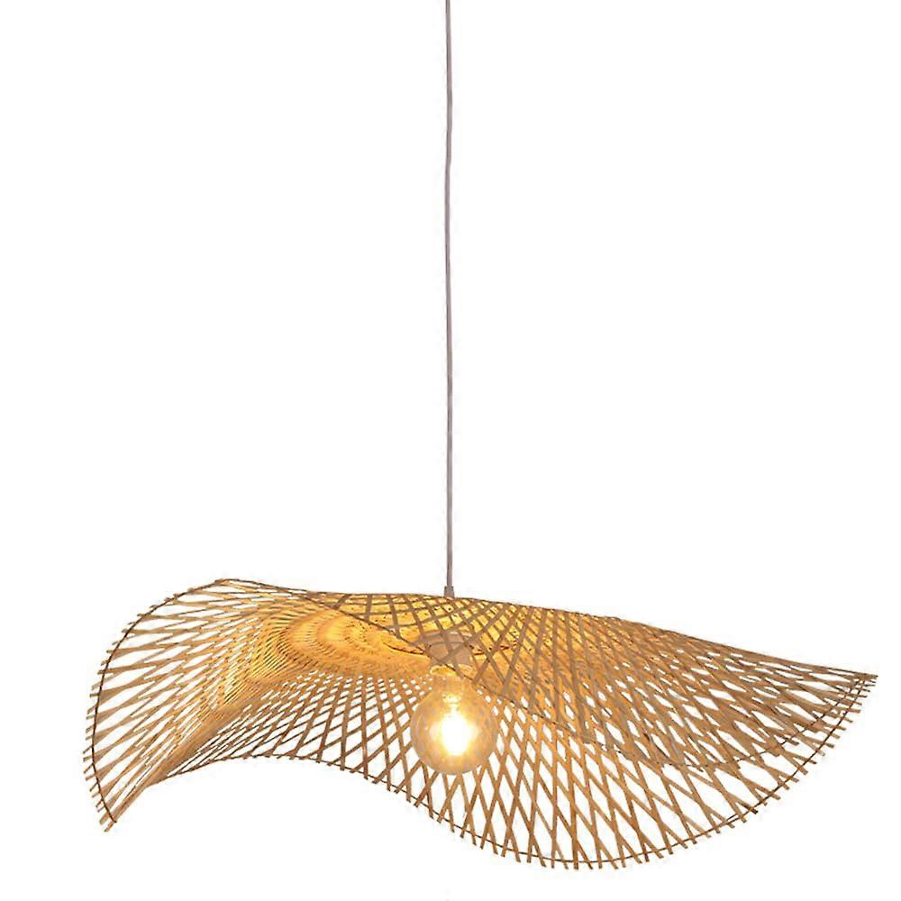 Bamboo Chandeliers Pendant Light E27 Compatible Lampshade No Bulb Included Diameter 35 cm Coastal Retro Japanese Style