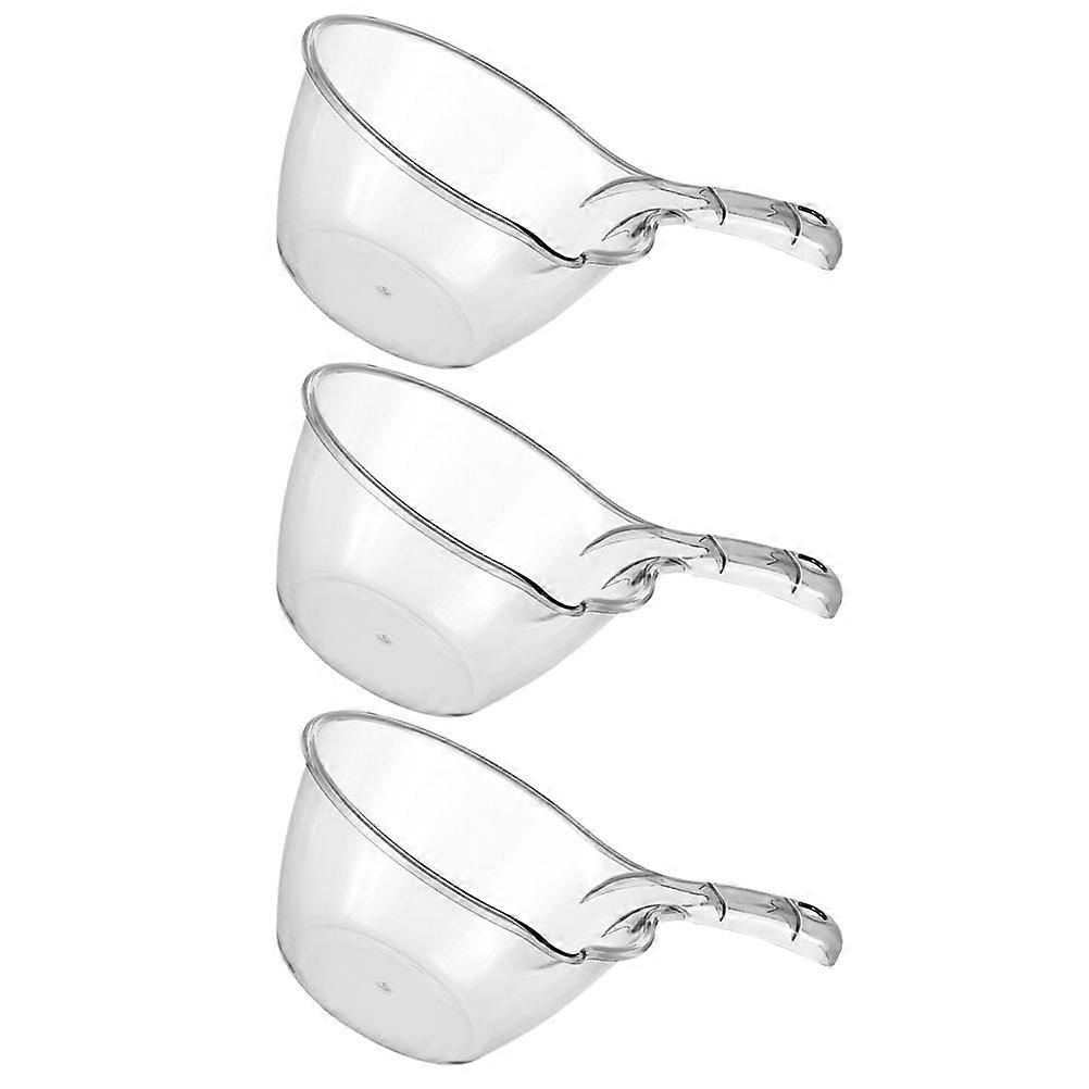 Transparent Plastic Water Ladle with Thickened Design for Kitchen Use Ergonomic Handle Large Capacity Easy to Clean 3pcs