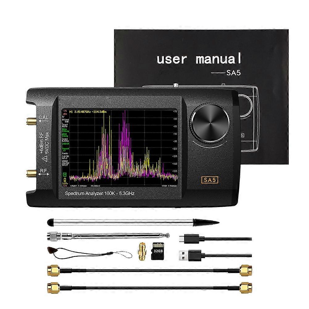 Newest 4in IPS LCD SA5 Spectrum Analyzer Handheld Spectrum Anslyzer 100k-5.3GHz Signal Generator with 32GB Card Version