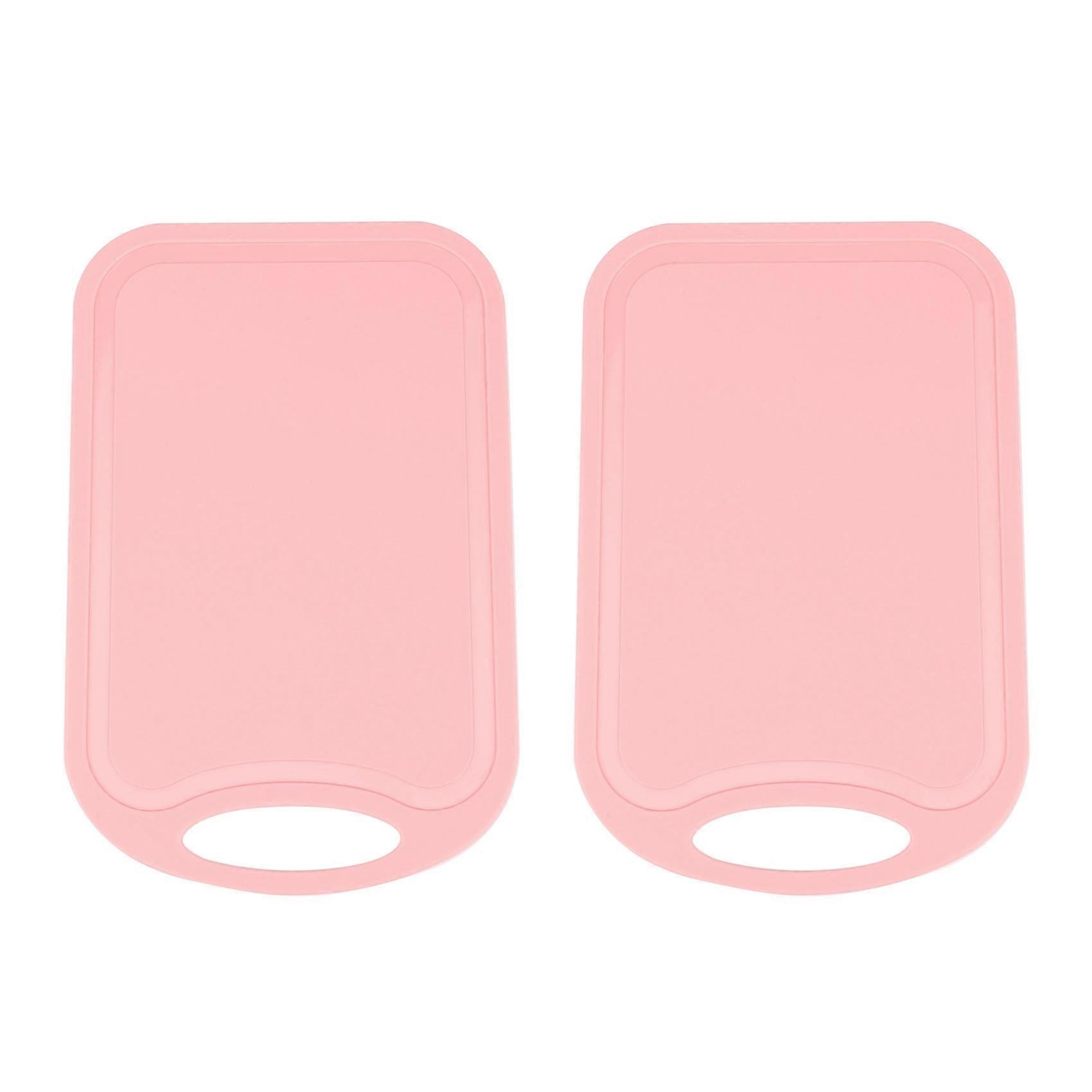 2X Plastic Chopping Block Meat Vegetable Cutting Board Non-Slip Anti Overflow with Hang Hole Chopping Board Pink