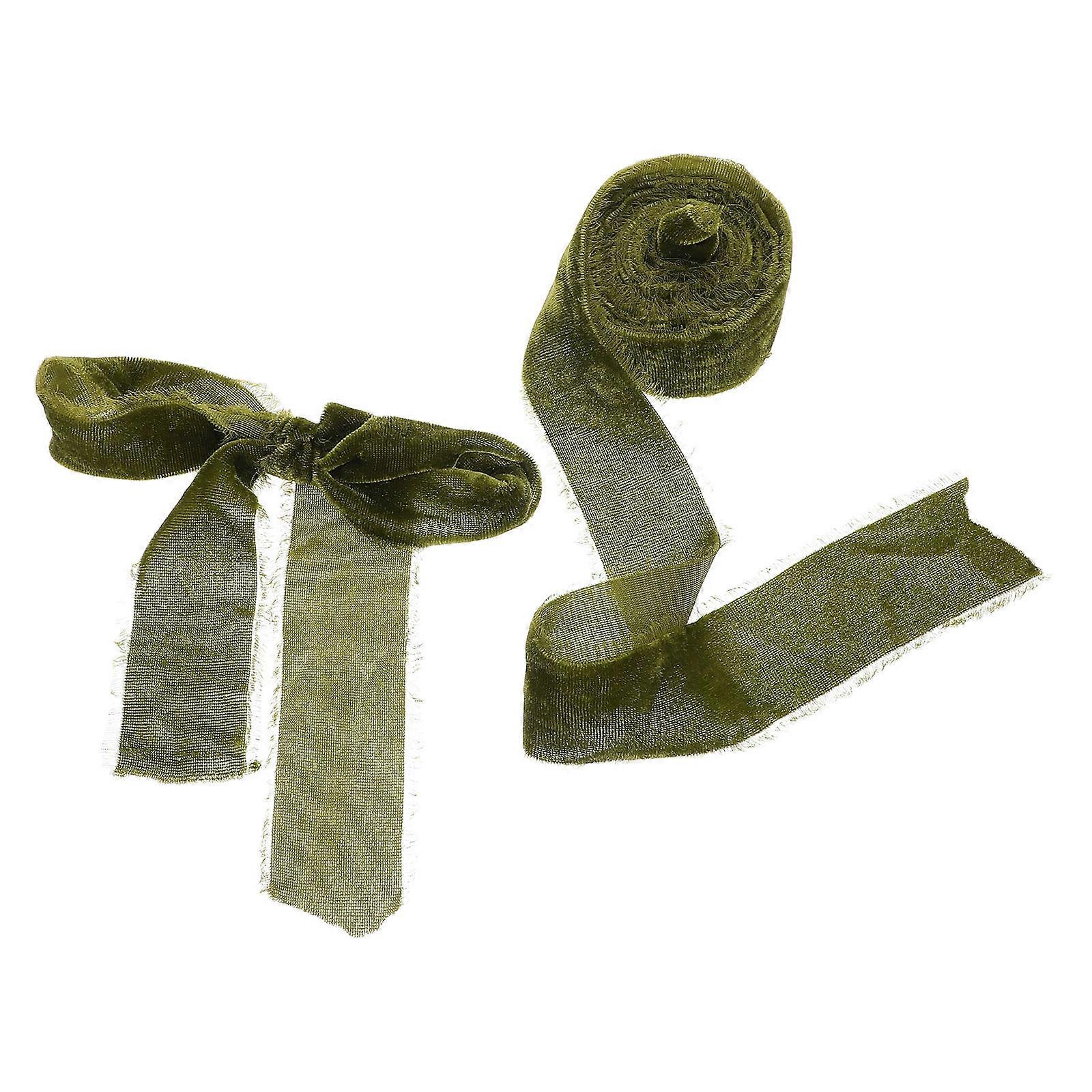 1 Roll Handmade Green Fringe Ribbon for Wedding Flower Bouquets Multi-Function