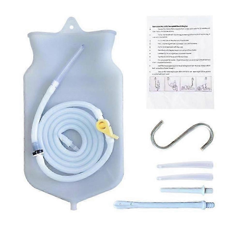 2L Enema Bag Kit with Flow Control Valve and Hose for Colon Cleansing