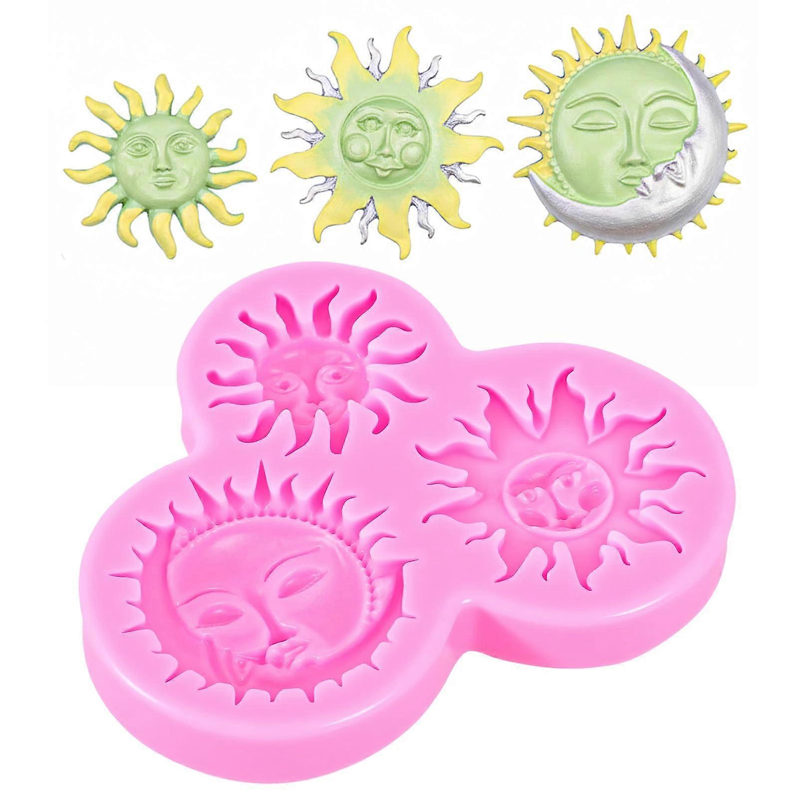 Sun and Moon Face Silicone Fondant Mold for Cake Decorating Chocolate Candy Mythology Theme