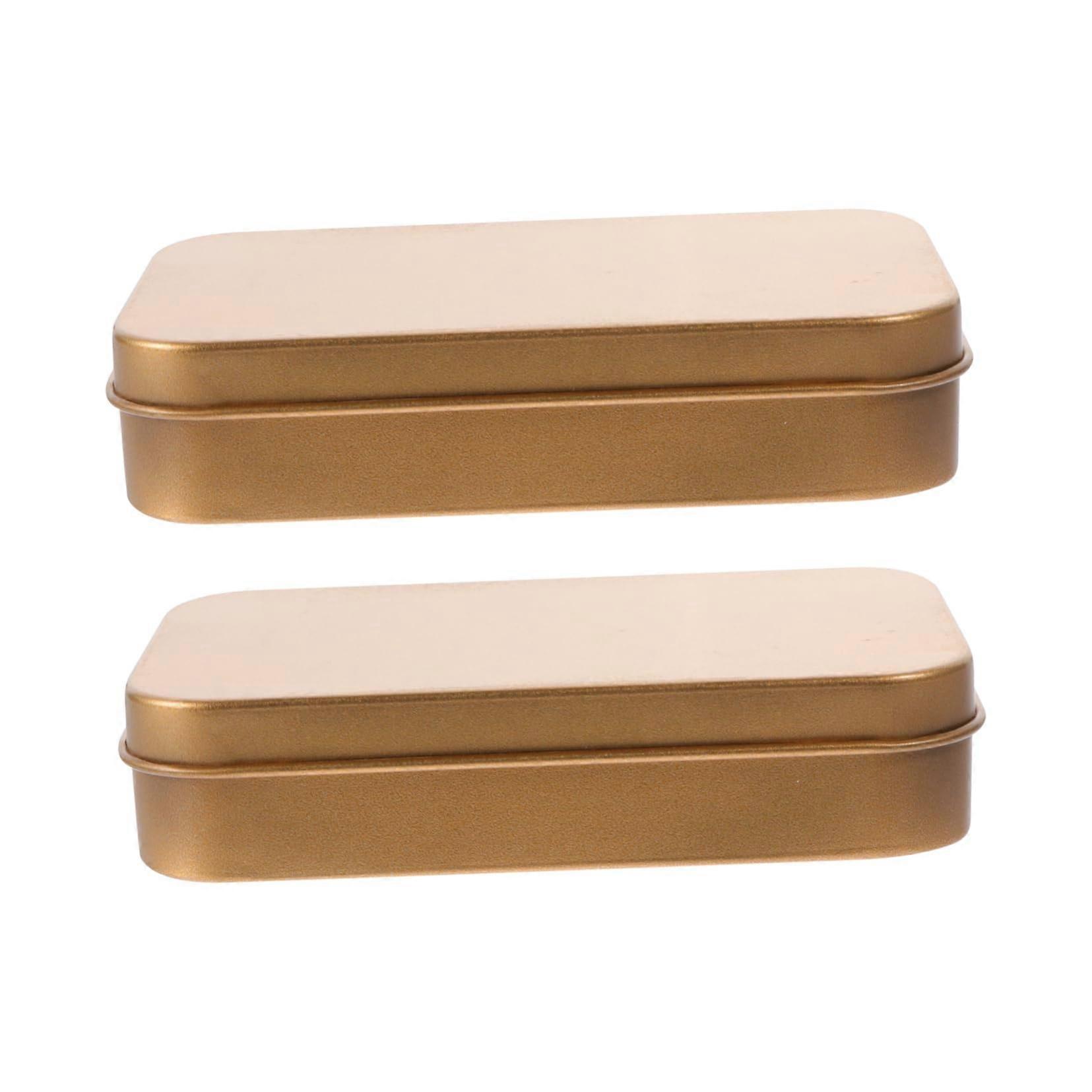 2Pcs Square Tin Storage Box with Lid, Airtight Metal Container for Tea, Candy and Accessories