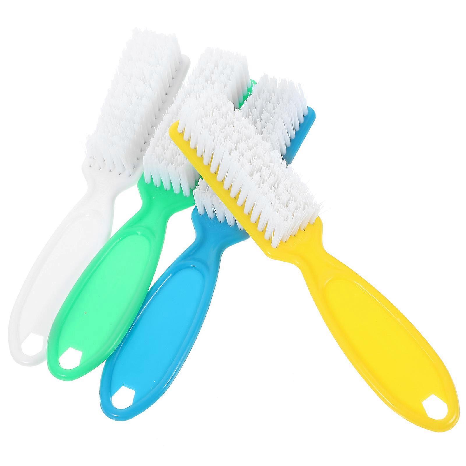 4pcs Nail Brush Long Handle Plastic for Cleaning Scrubbing Nail Makeup Random Pattern