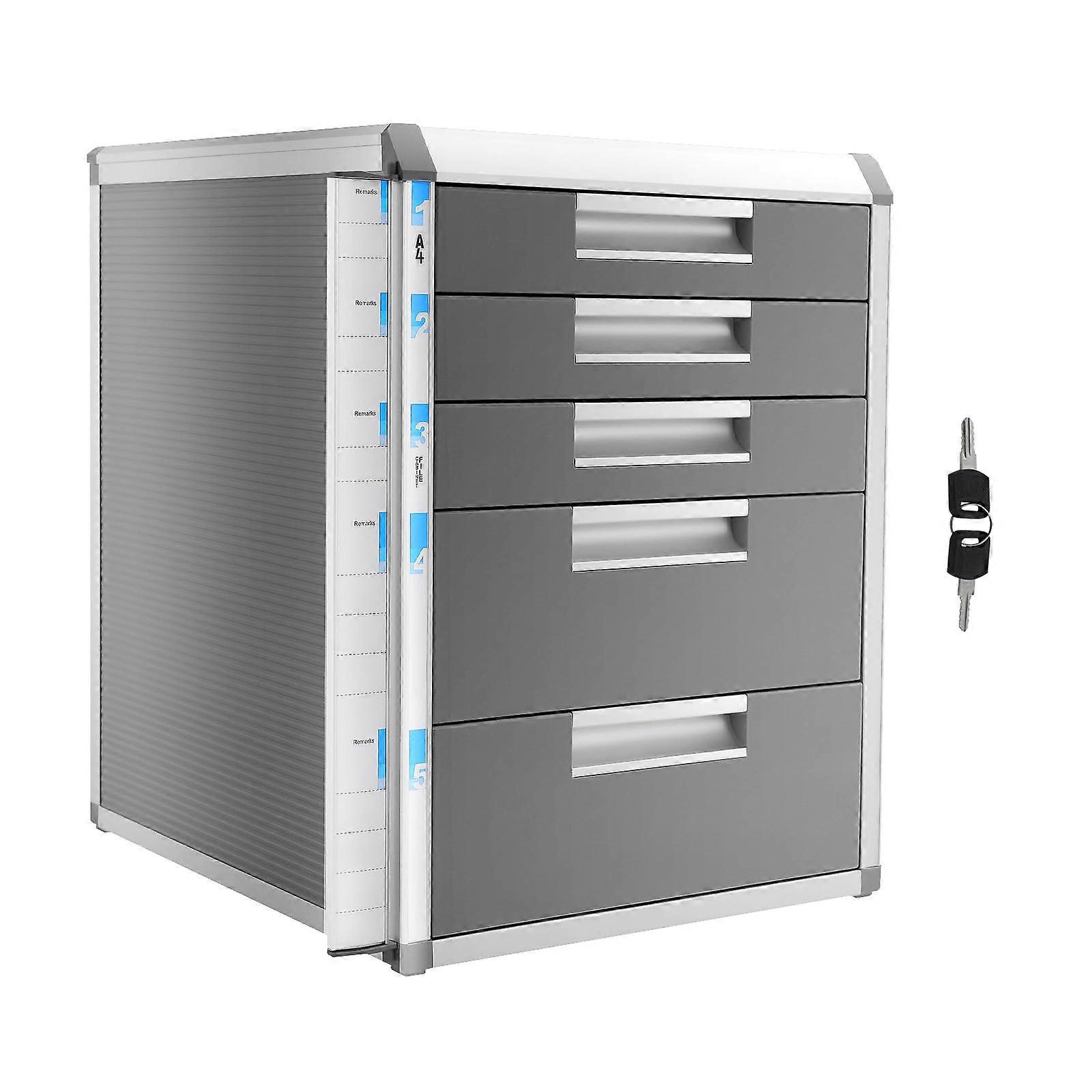 Lockable 5 Drawer Lateral File Cabinet with Secure Lock, Large Capacity Metal Office Storage
