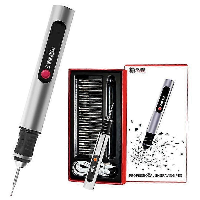 Cordless Engraving Pen Electric Etching Tool Kit w/ 30 Bits USB Rechargeable DIY