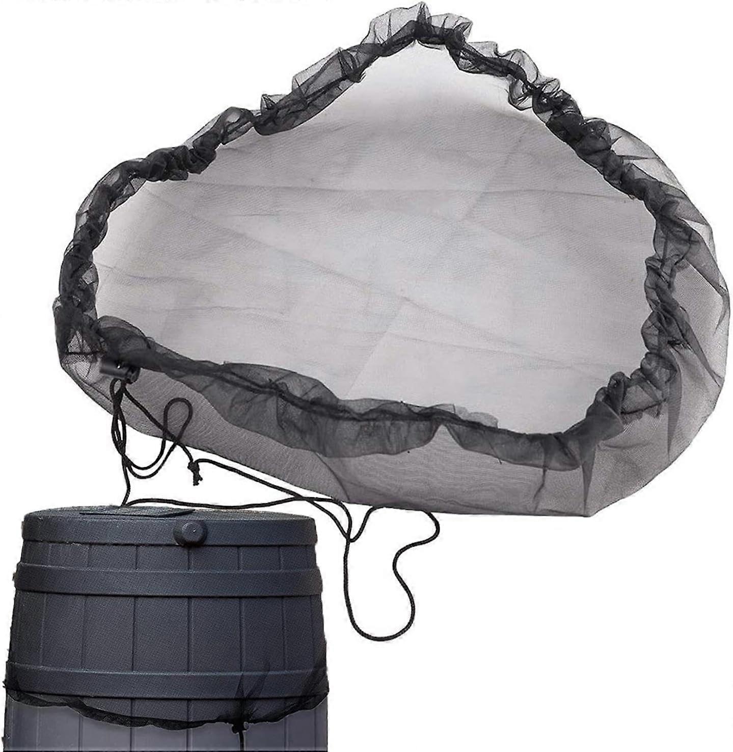 Rain Barrel Mesh Cover with Mosquito Blocking Screen and Adjustable Drawstring for Rainwater Collection