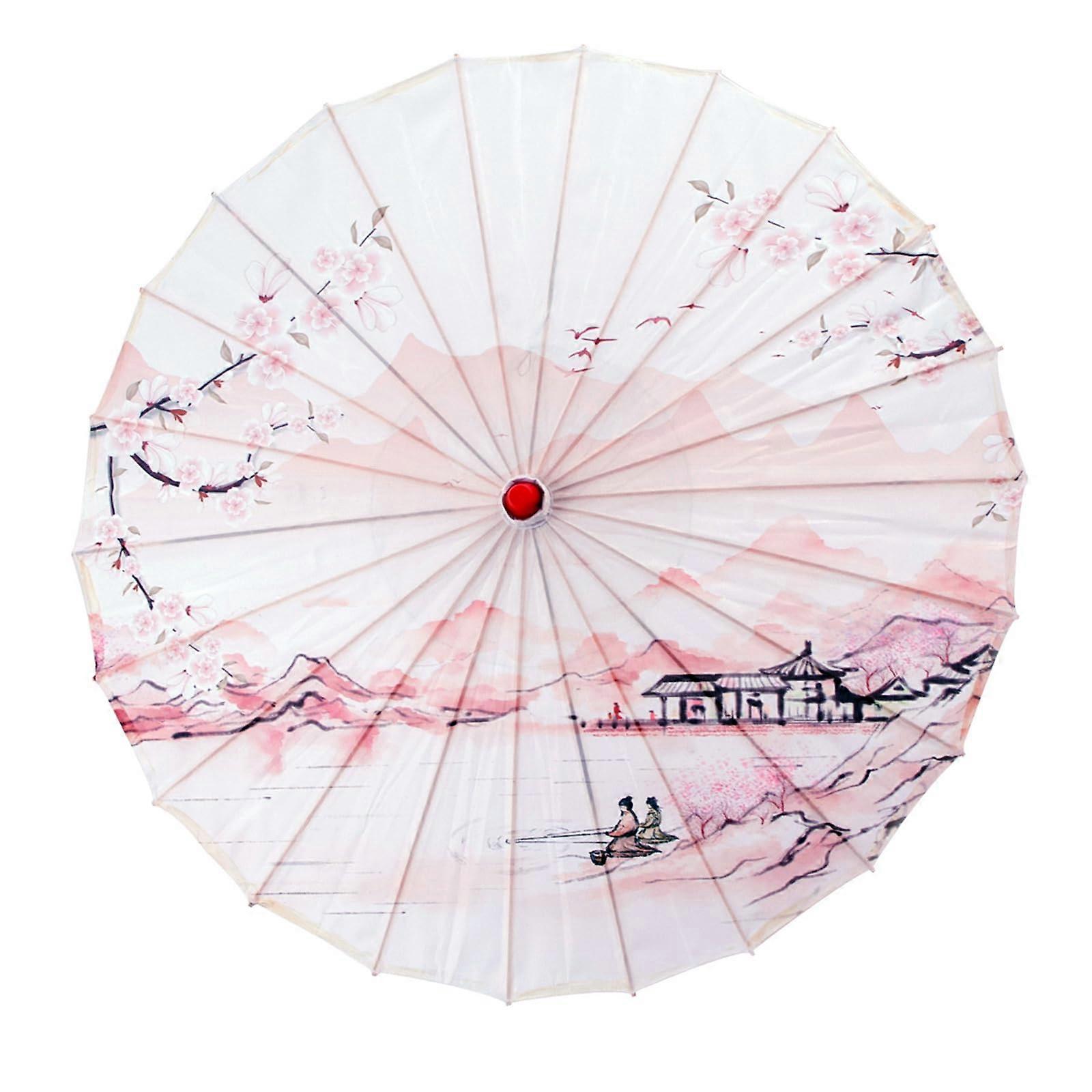 Chinese Silk Umbrella with Solid Bamboo Frame for Weddings, Performances and Cultural Festivals