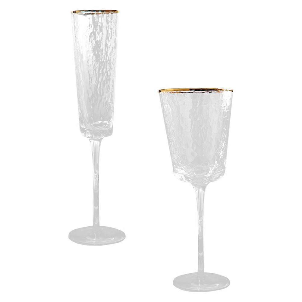 Stemmed Goblets Whiskey Cup Solid Base Tall Stemmed Golden Party Drinkware 2Pcs