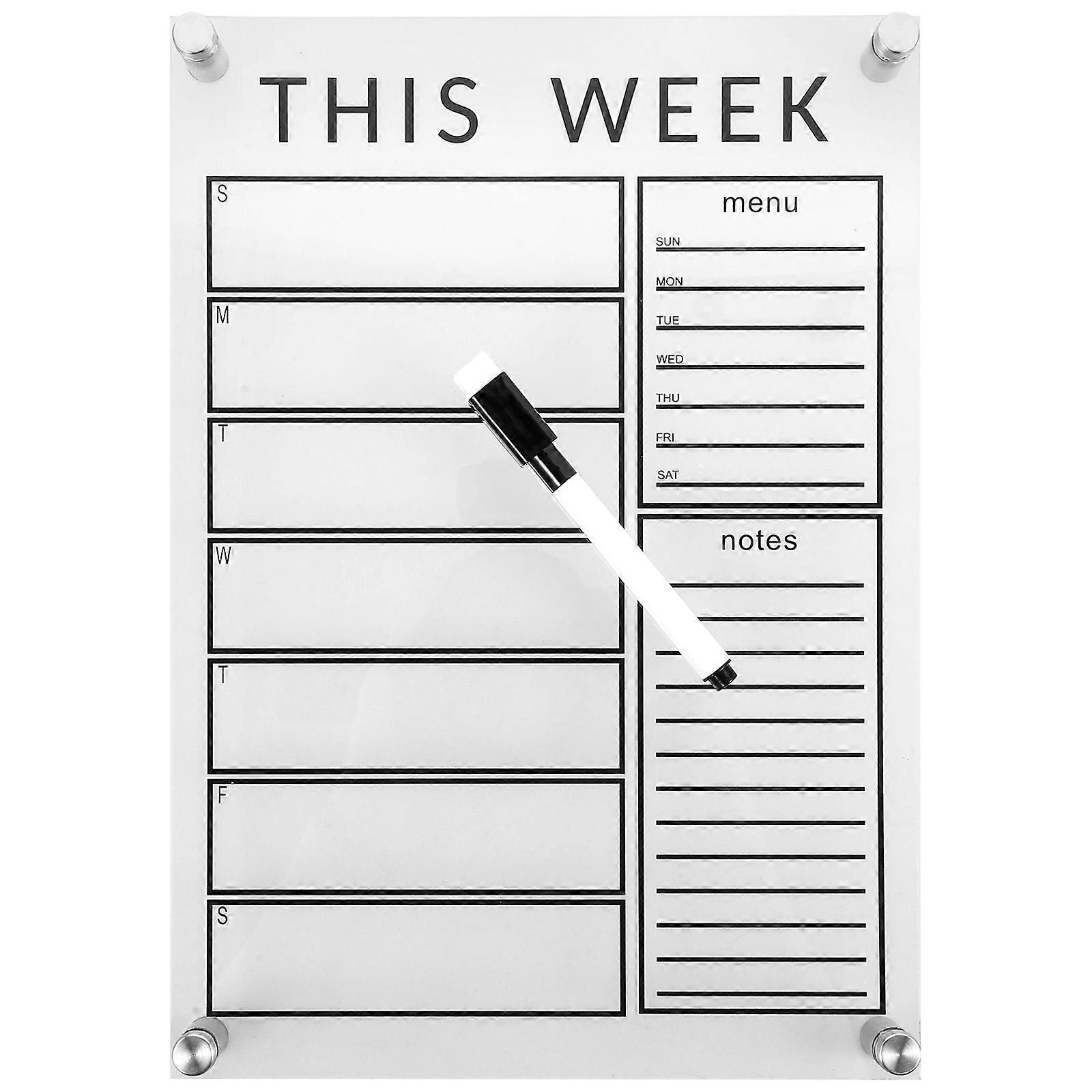 Erasable Message Board Acrylic Weekly Planning Board for Home 1Set