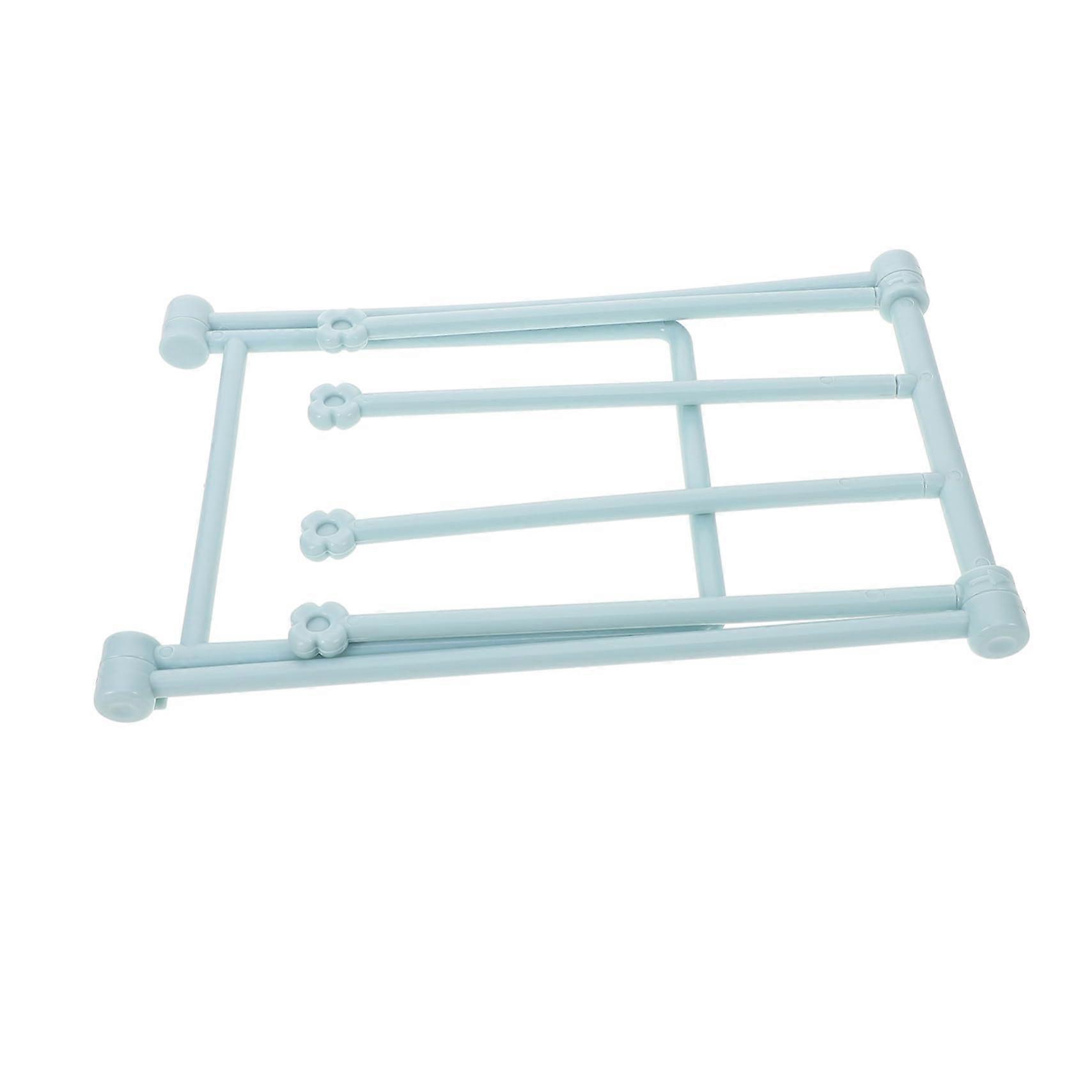 Foldable Vertical Towel Rack with Cup Storage for Kitchen and Bathroom SpaceSaving Light Blue
