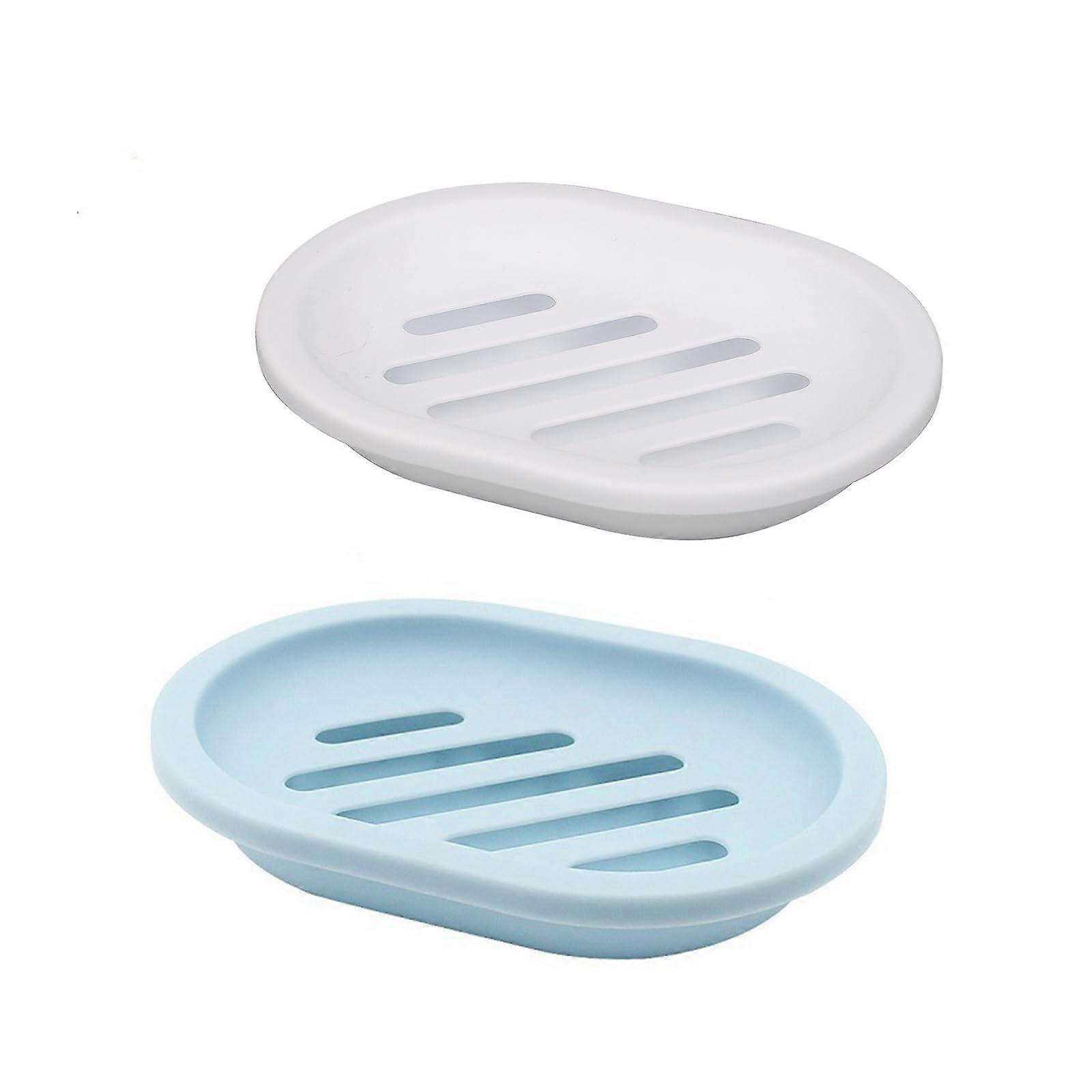 Double Layer Soap Dish 2 Pack with Quick Drainage, NonSlip Holder for Bathroom and Kitchen Sink