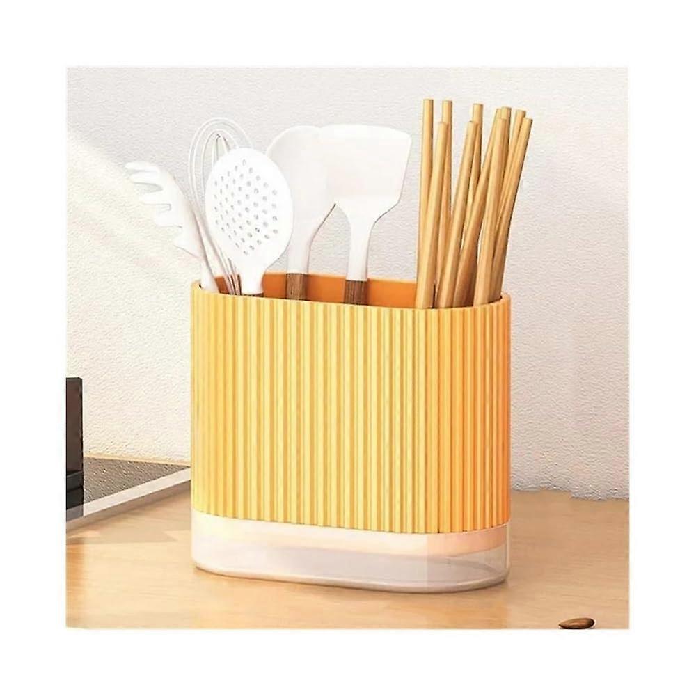 Kitchen Knife Holder with MultiLayer Utensil Storage Organizer, Quick Drain Detachable PP Block (Orange)