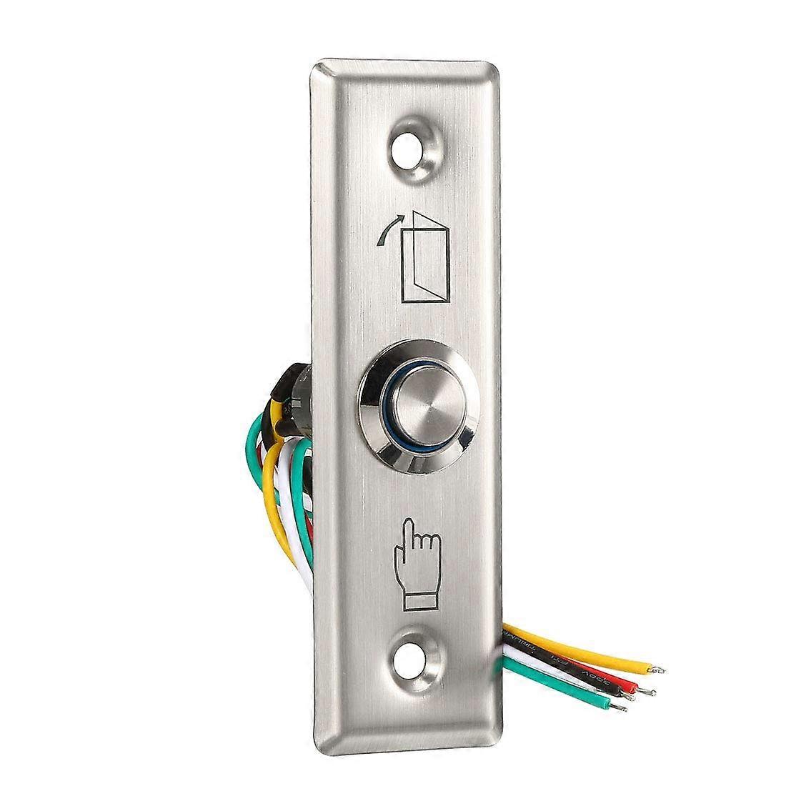 Door Release Button Push to Exit Switch 12V LED Panel NO NC COM Brushed Stainless Steel Resettable