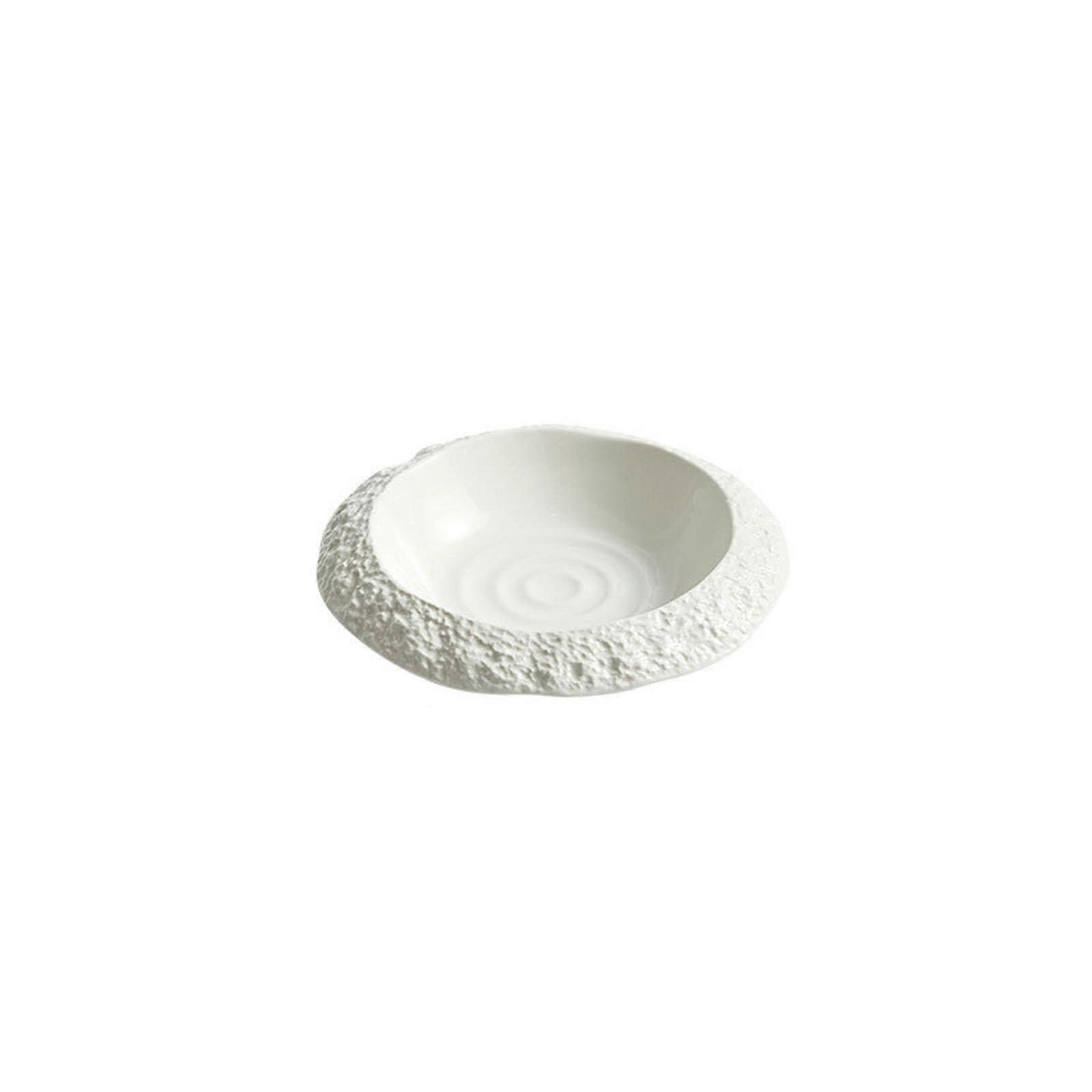 Ceramic Dinner Plate 8.5 Inch Rock Pattern White Porcelain, Scratch Resistant, Microwave Safe