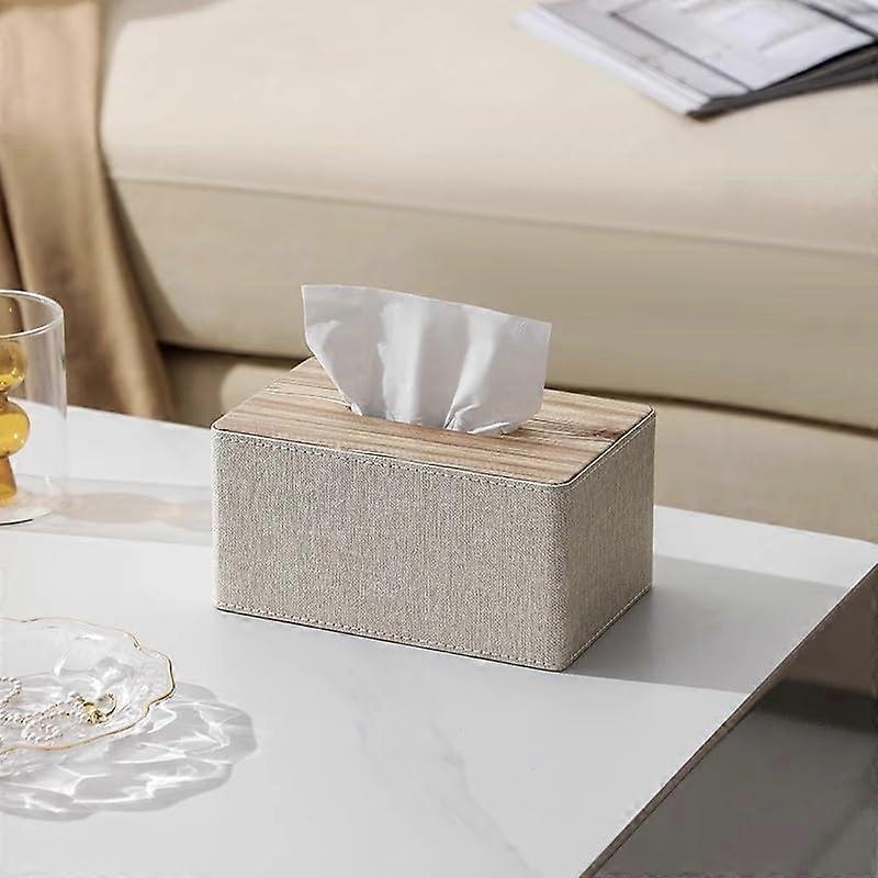 Tissue Box Cover Khaki Leather Tissue Box Holder Fits Standard Rectangular Boxes for Home Office