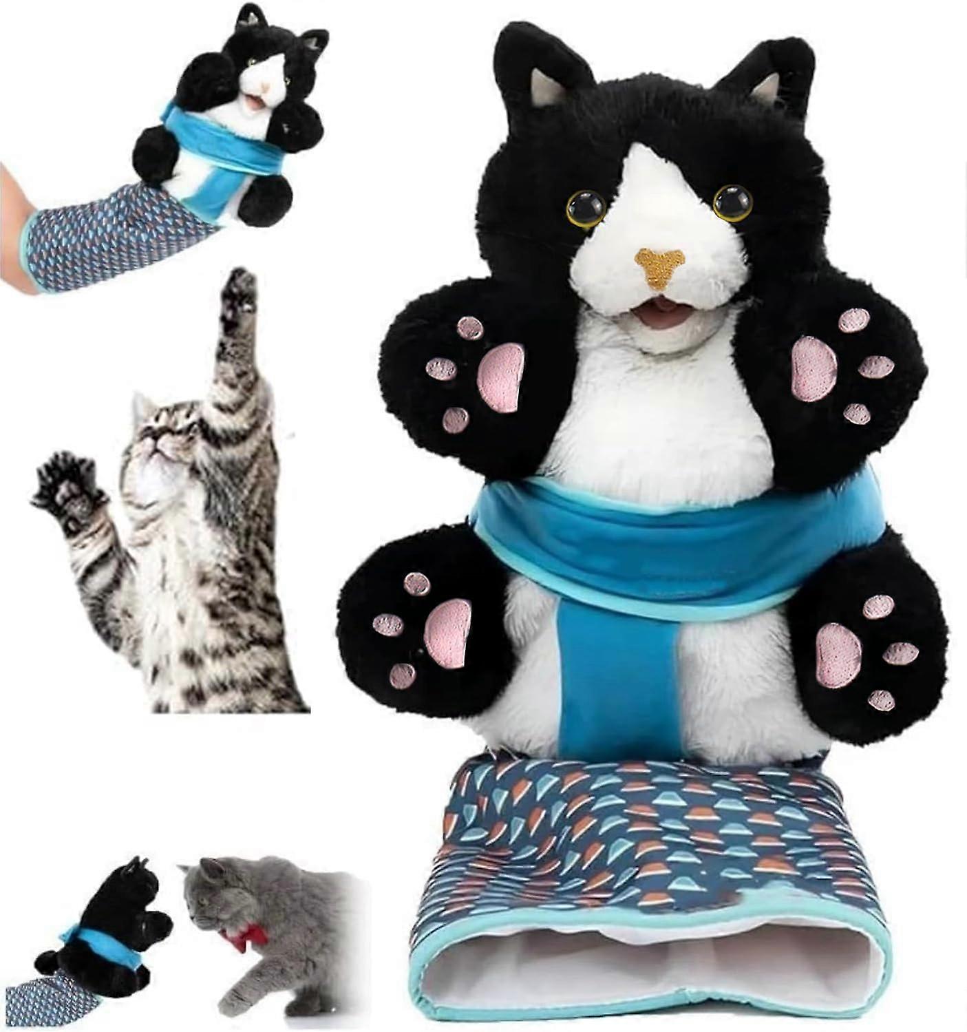 Interactive Cat Toy Wrestling Plush Hand Puppet with Durable DoubleLayer Design for Indoor Cats