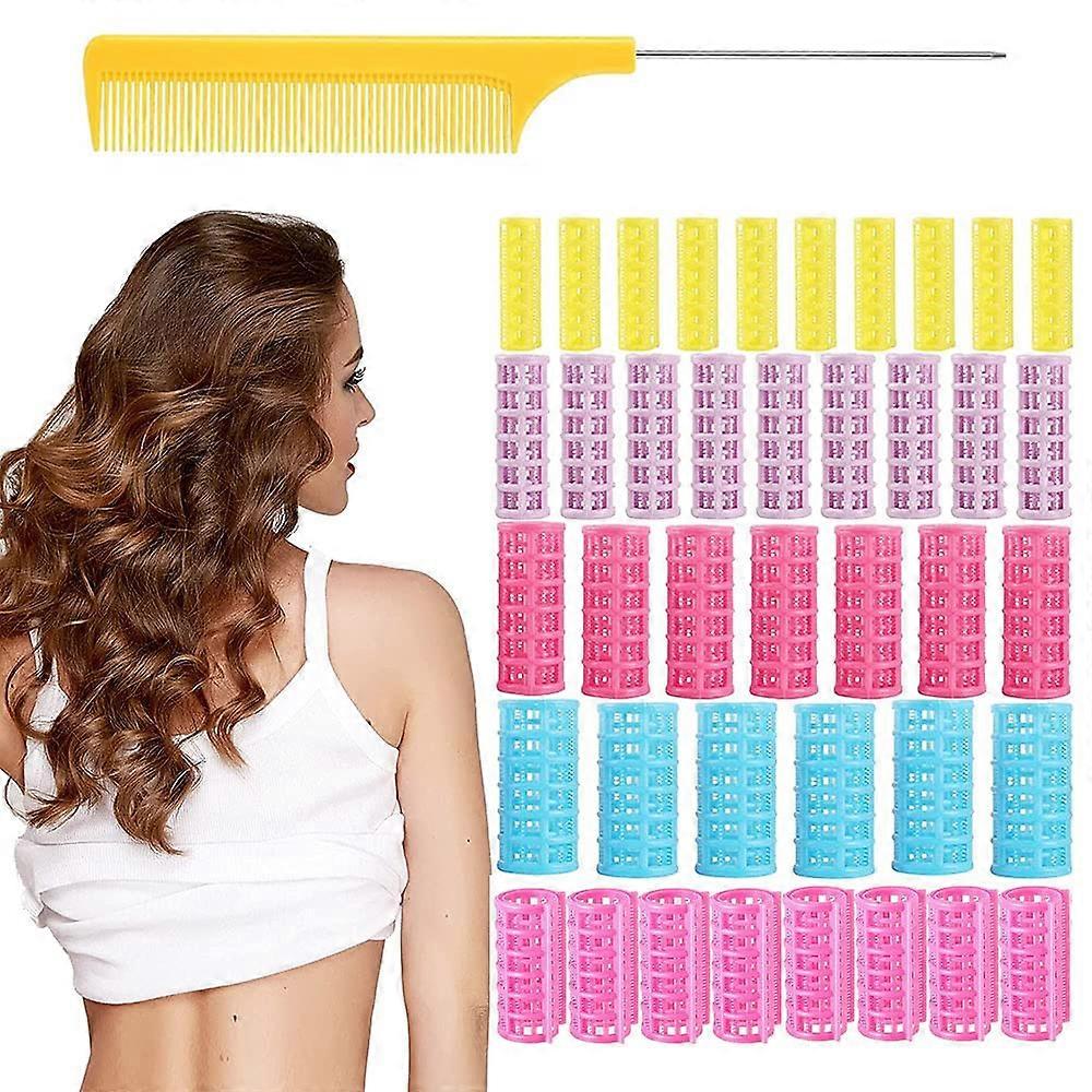 100Pcs Self Grip Hair Rollers Set, Heatless Curling Tools with 5 Sizes for Voluminous Styling