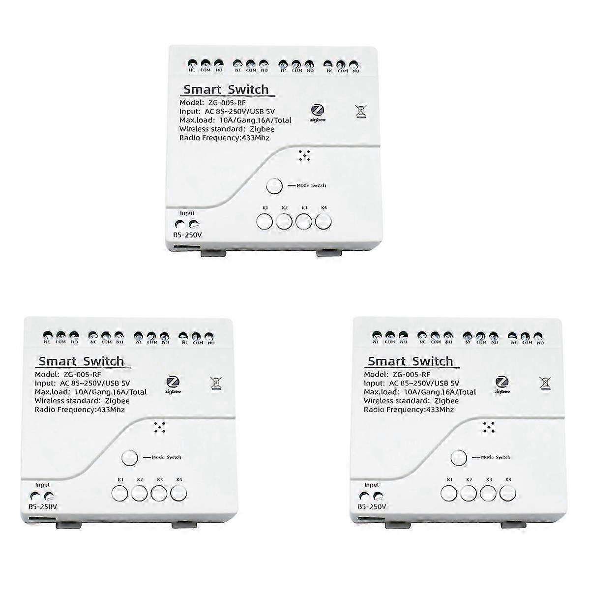 4CH Zigbee Smart Light Switch Module AC 85-250V RF433 Receive 10A