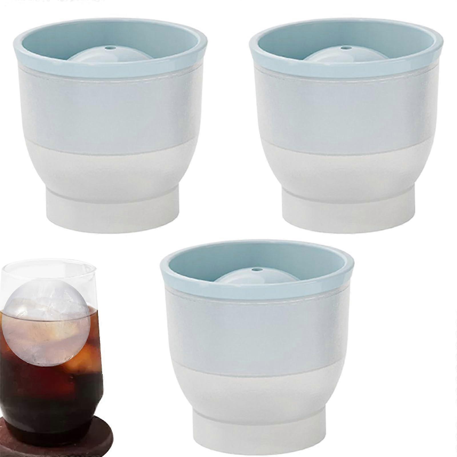 3PCS Ice Ball Mold 2.68x2.48in EasyRelease Stackable Large Whiskey Ice Sphere Maker for Cocktails
