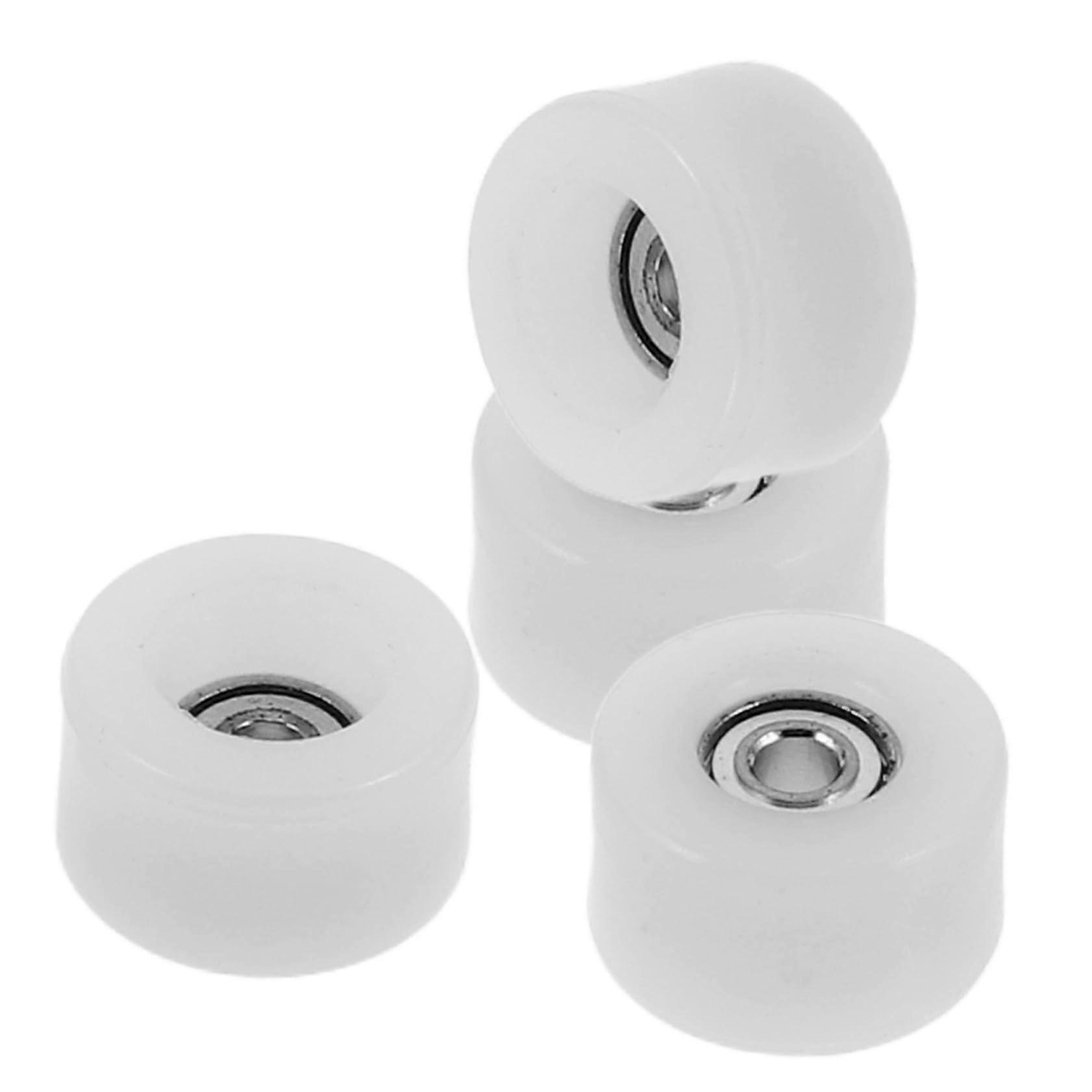 4pcs White Finger Skateboard Wheels with Speed Bearings for Smooth Rolling and Easy Replacement