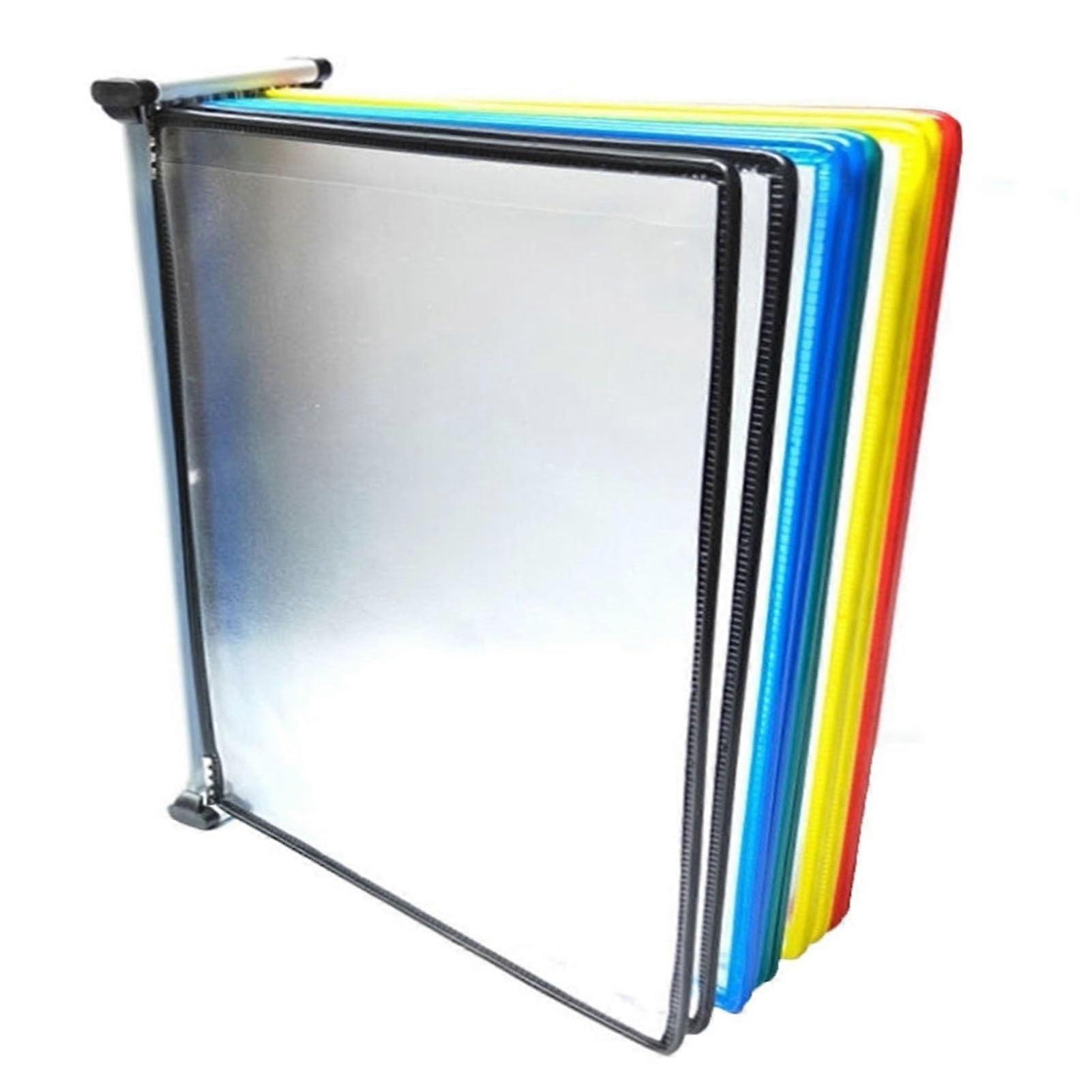 A4 Vertical Wall Mount Document Display Rack, 10 Pocket Metal and PVC Organizer for Office