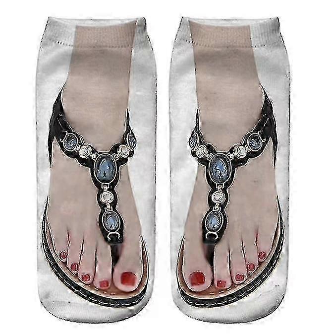 3D Pattern Print Socks Flip Flop Funny Hidden Running Socks